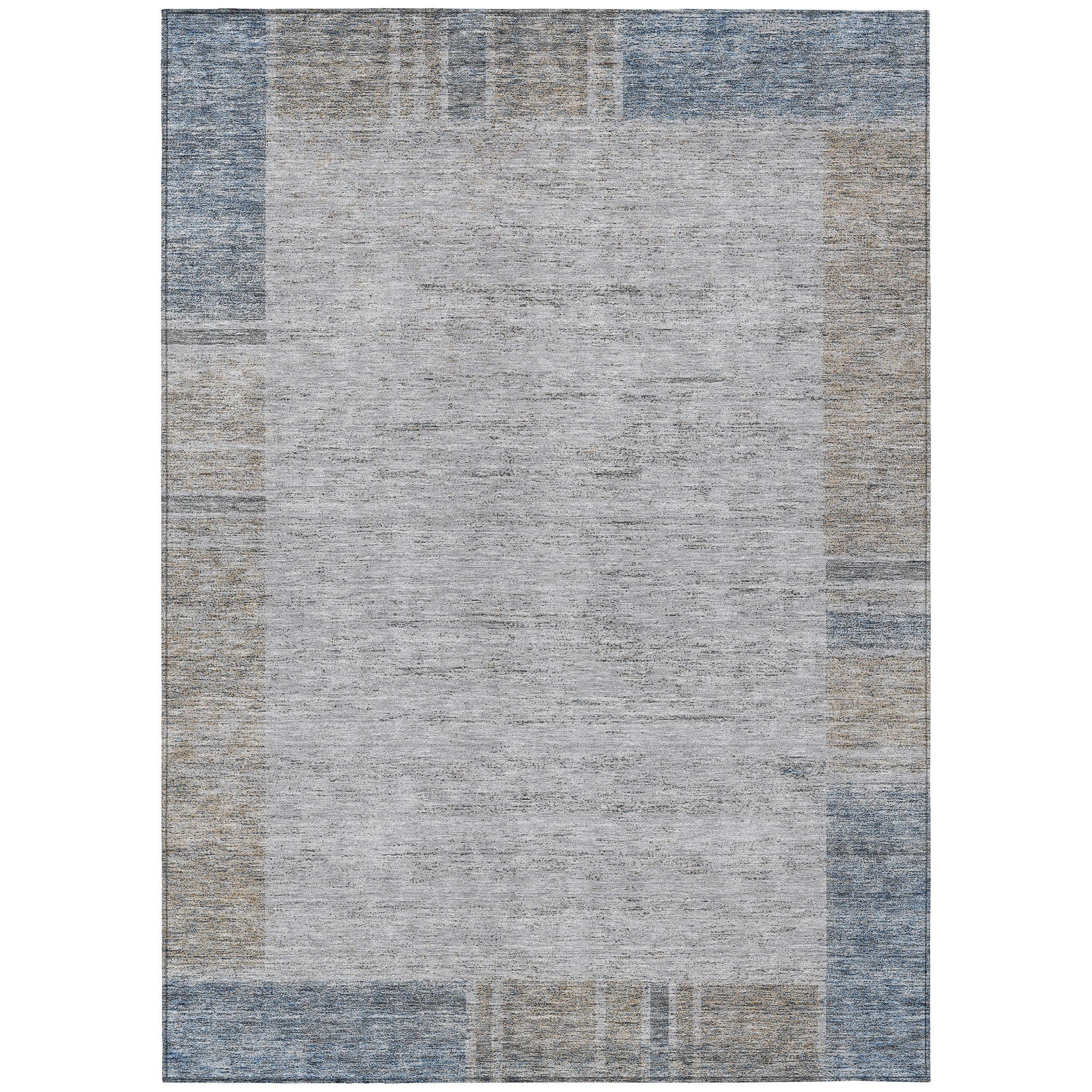 Gray and Blue Synthetic Flat Woven 8' x 10' Area Rug