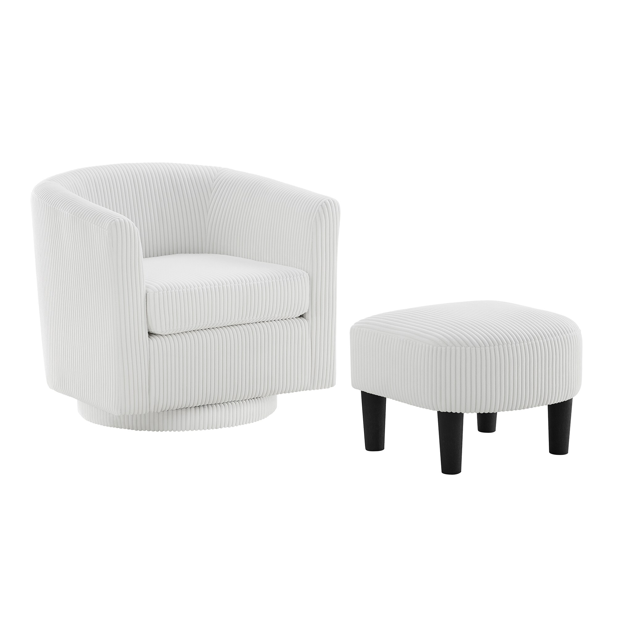 Sumyeg WF-EA-004 PINK Swivel Accent Chair Comfy Recliner Modern White Corduroy Swivel Accent Chair