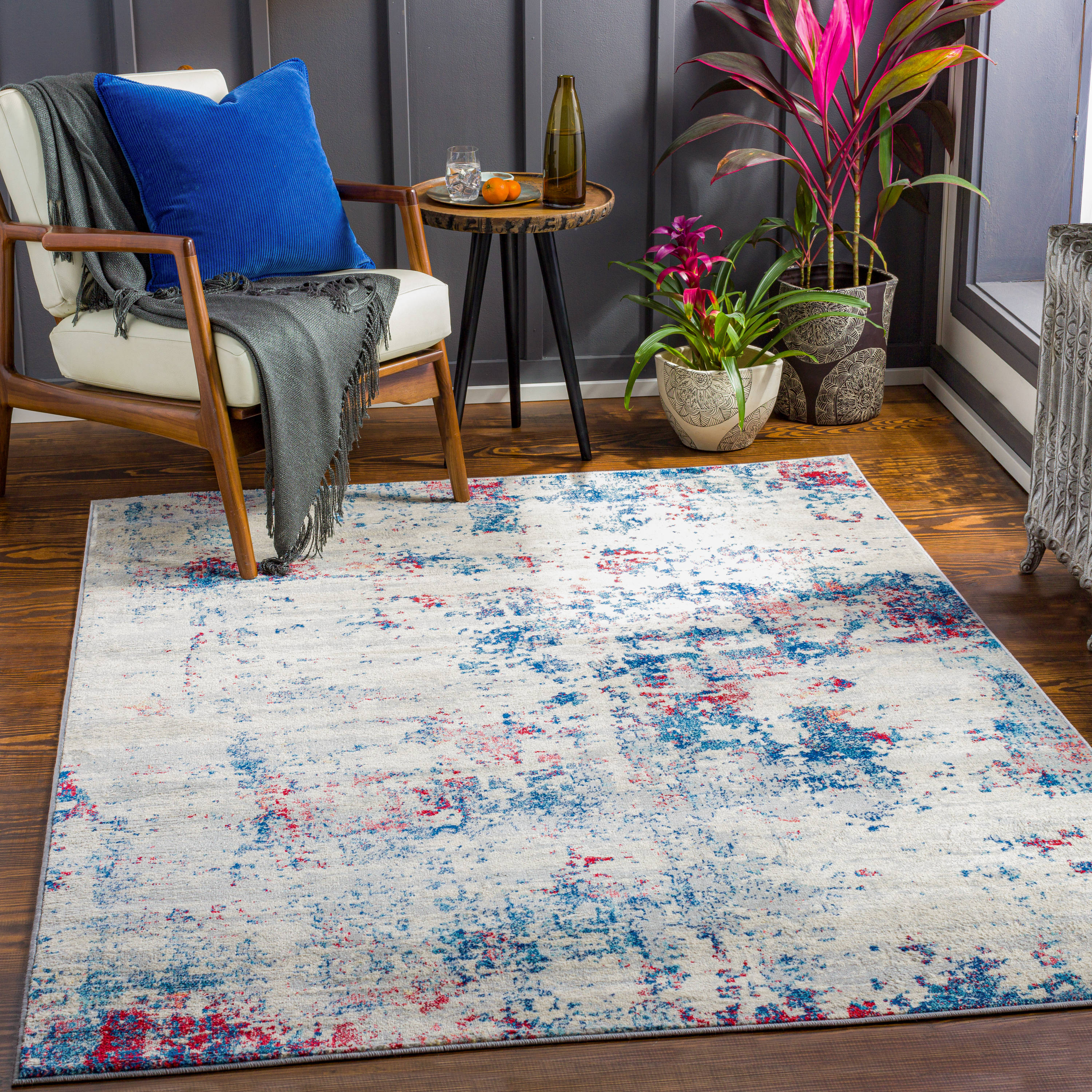 Livabliss MOC2336-710103 Monaco 8 x 10 (ft) Polypropylene Blue/Multi Rectangular Indoor Abstract Industrial Area rug