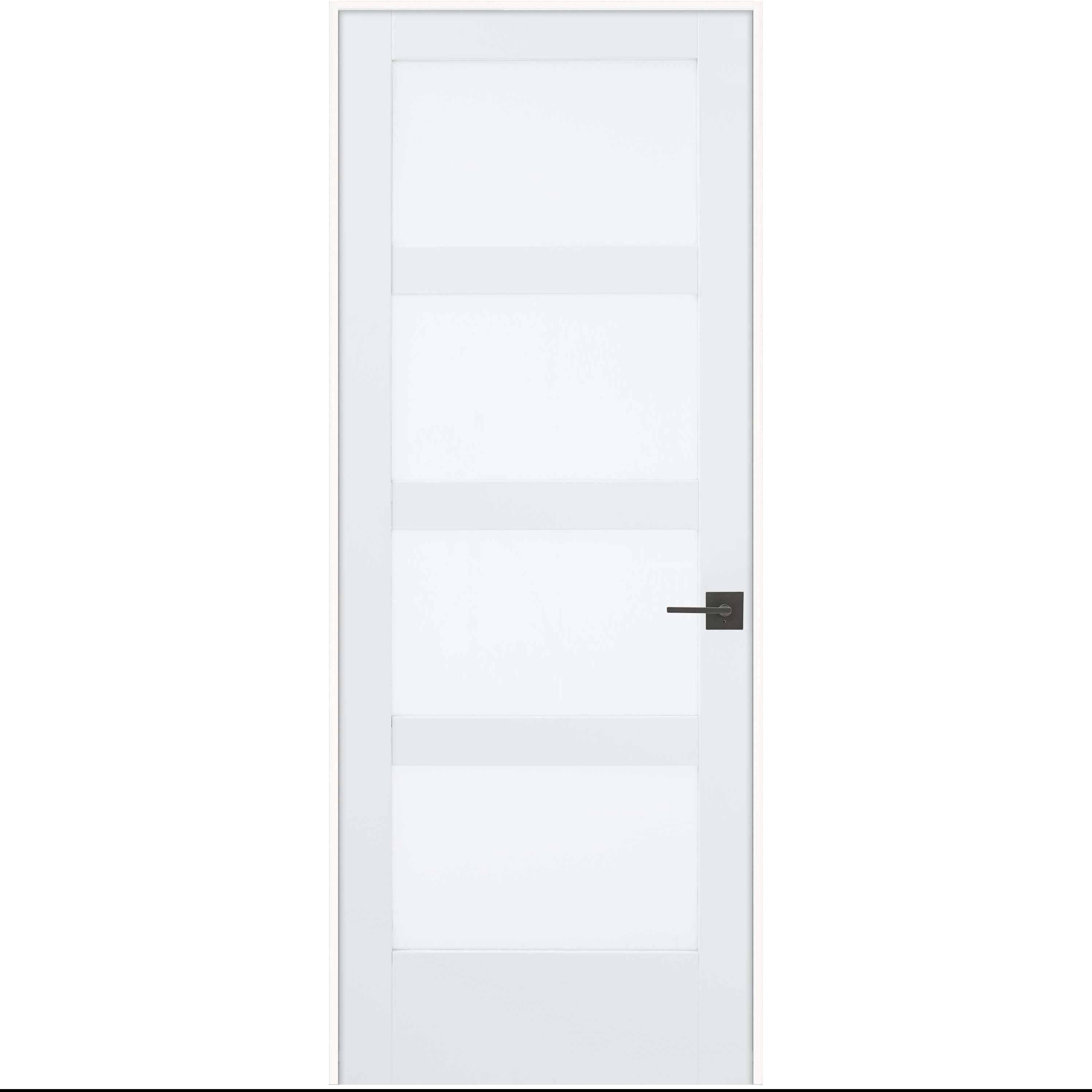 JELD-WEN LOWOLJW240000070 30-in x 80-in Primed Solid core Frosted glass Left hand Smooth Primed MDF Flat Jamb Single Prehung Interior Door