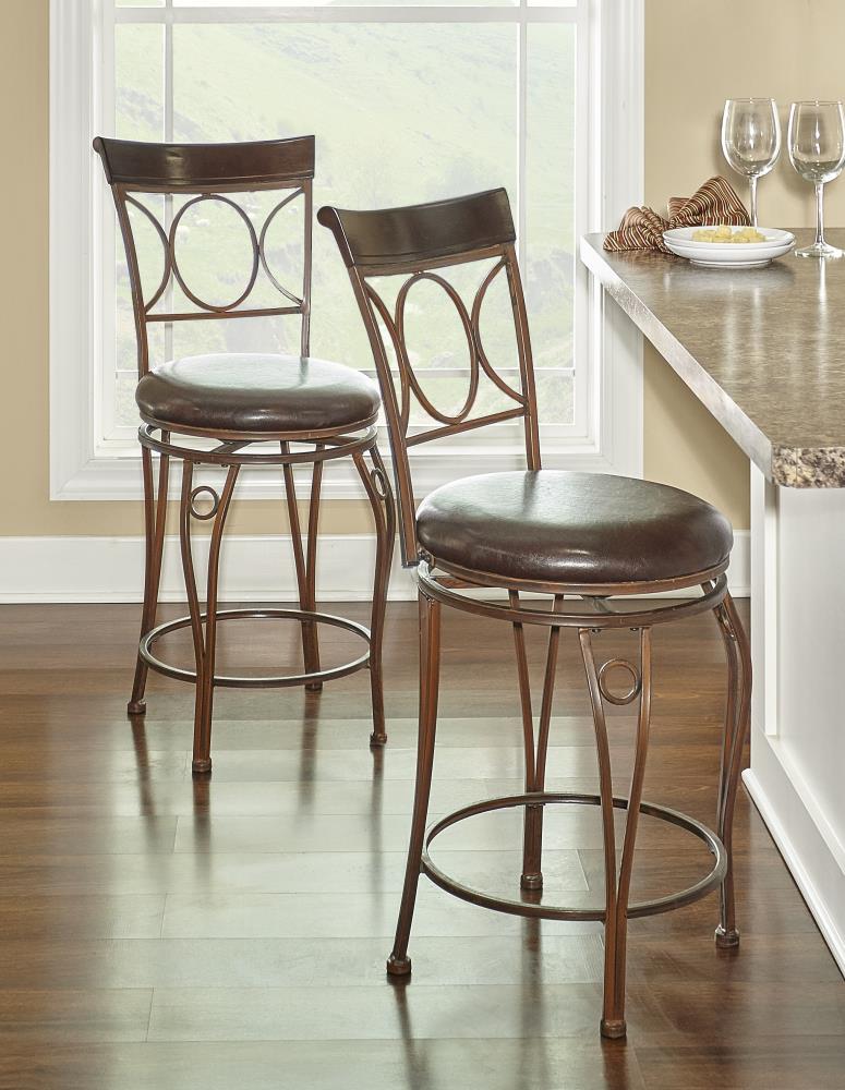 Linon Circles Back Counter Stool 24 Brown/Black Counter Height ...