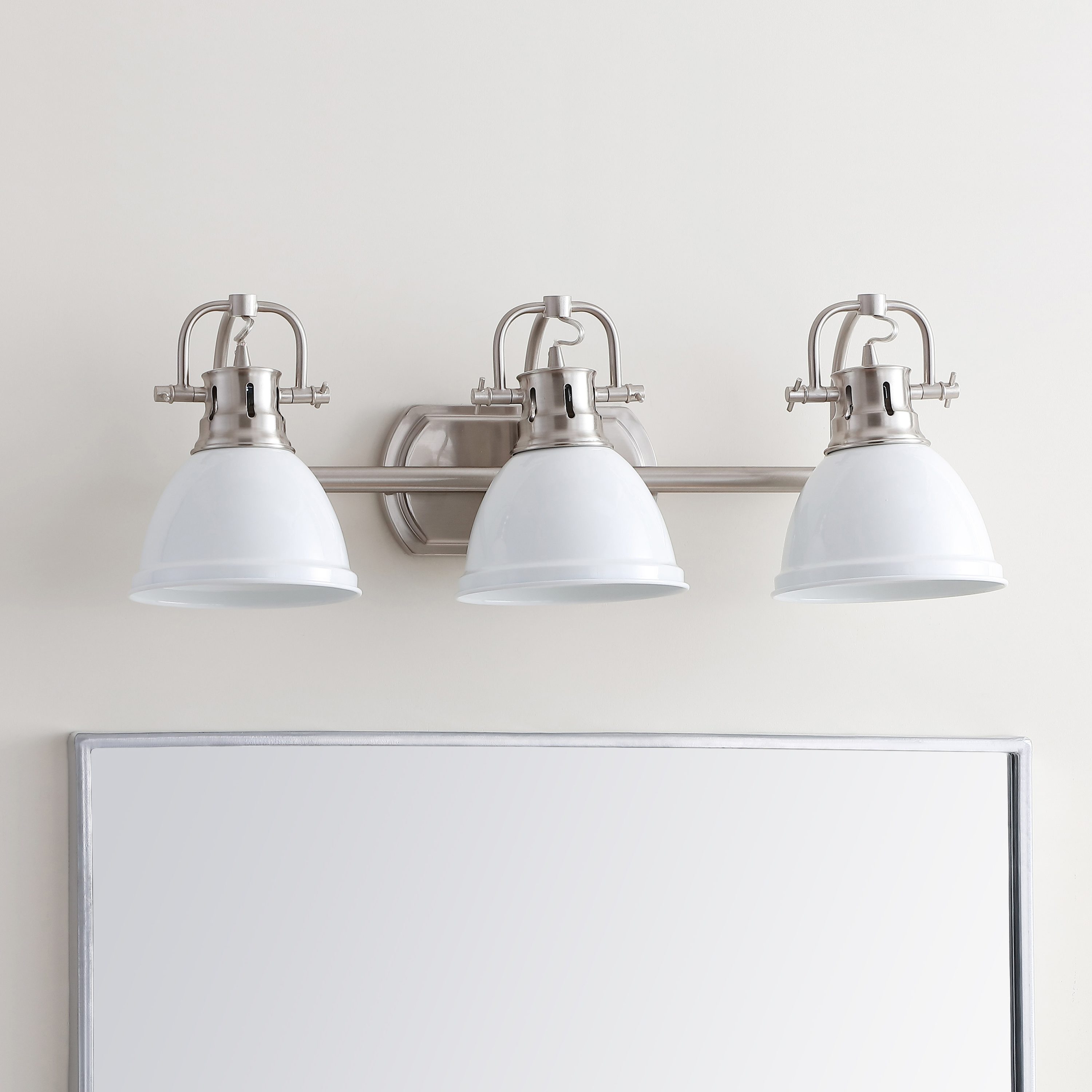 Roland 24.25" White and Nickel Three-Light Bathroom Sconce