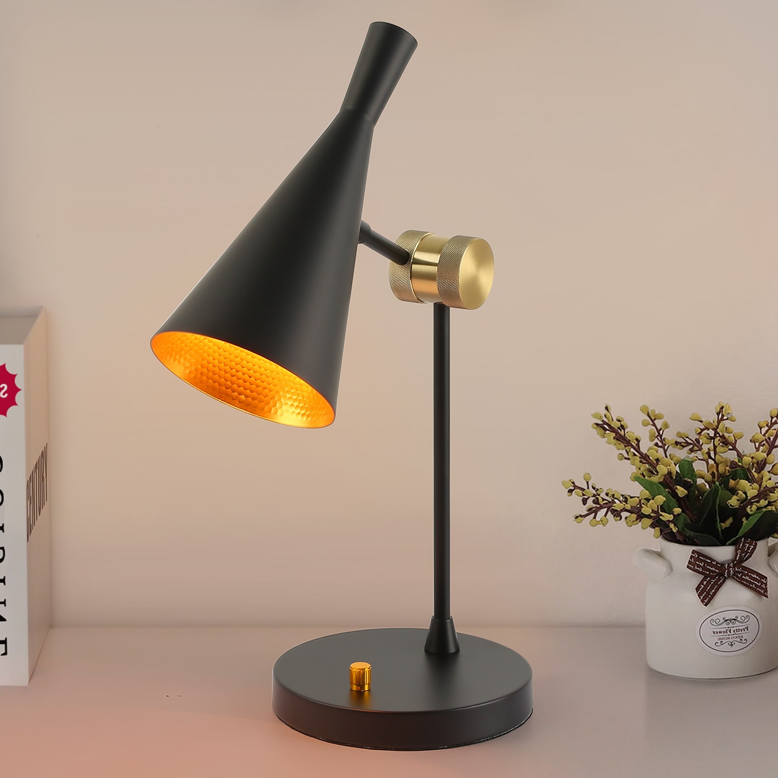 Zompoo ZP-LN3017-EU-N 14-in Black Standard Desk Lamp with Metal Shade