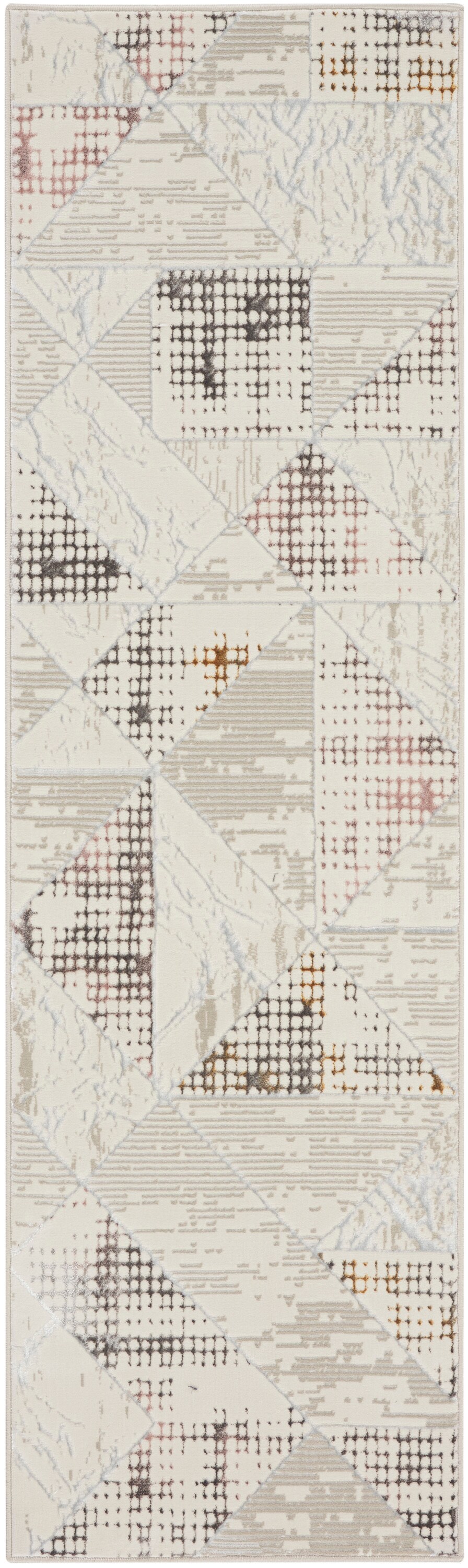 Ivory Abstract Geometric Easy-Care Synthetic Area Rug