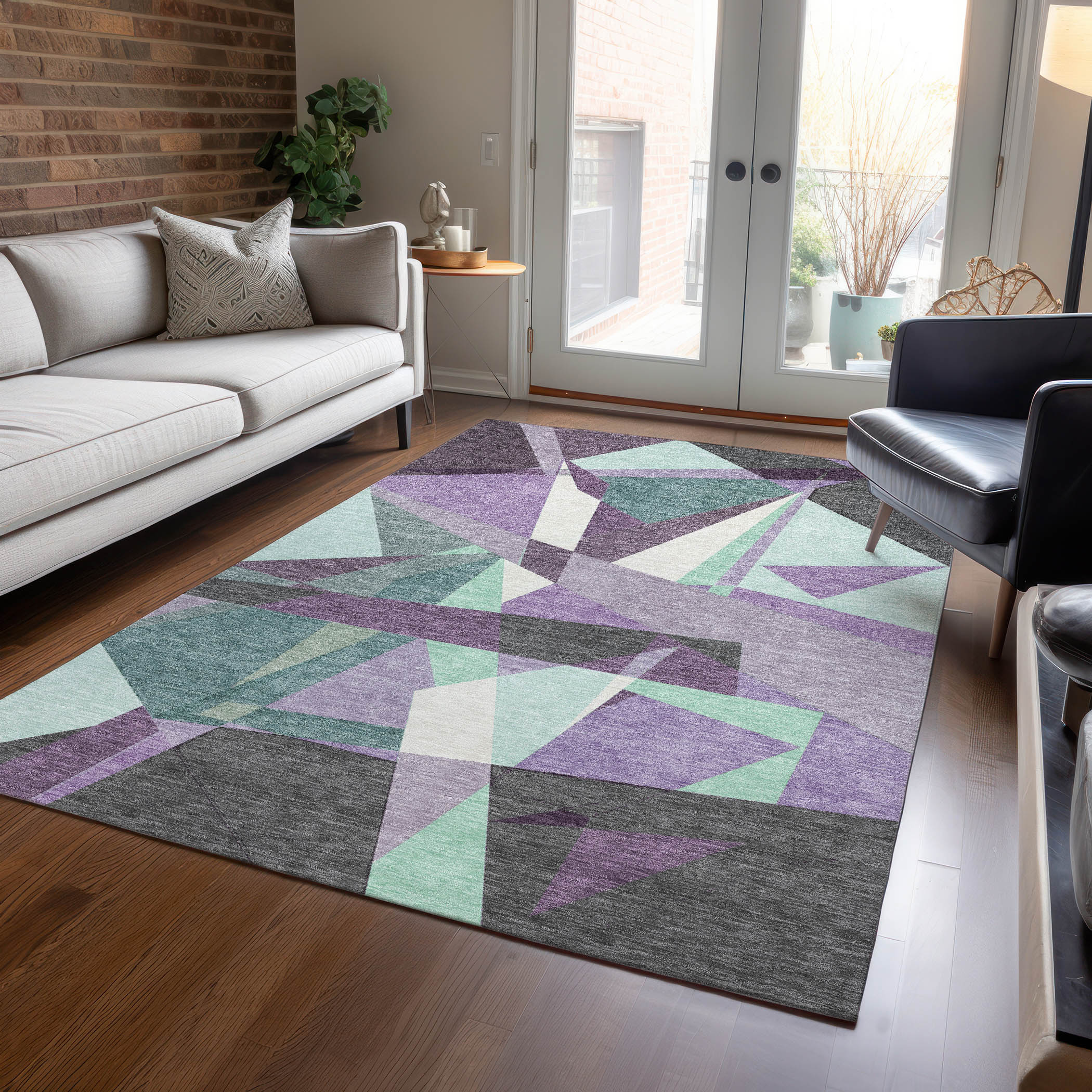 Addison Rugs ACN1612PP10X14 Chantille ACN1612PP 10 x 14 (ft) Polyester Purple Rectangular Indoor/Outdoor Geometric Machine washable Area rug
