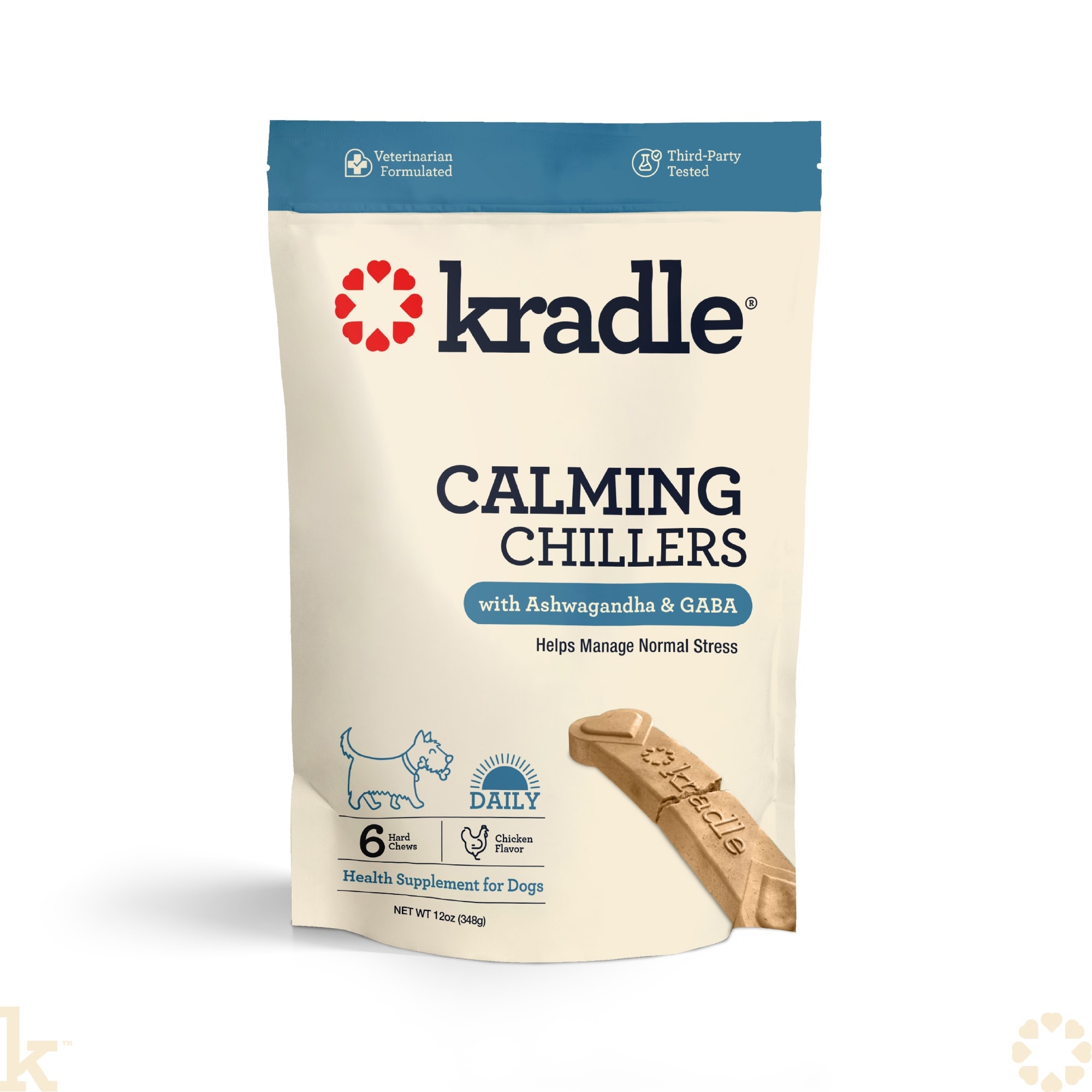 Kradle  Chicken-Flavored Hard Chews Calming Chillers for Dogs Count of 6