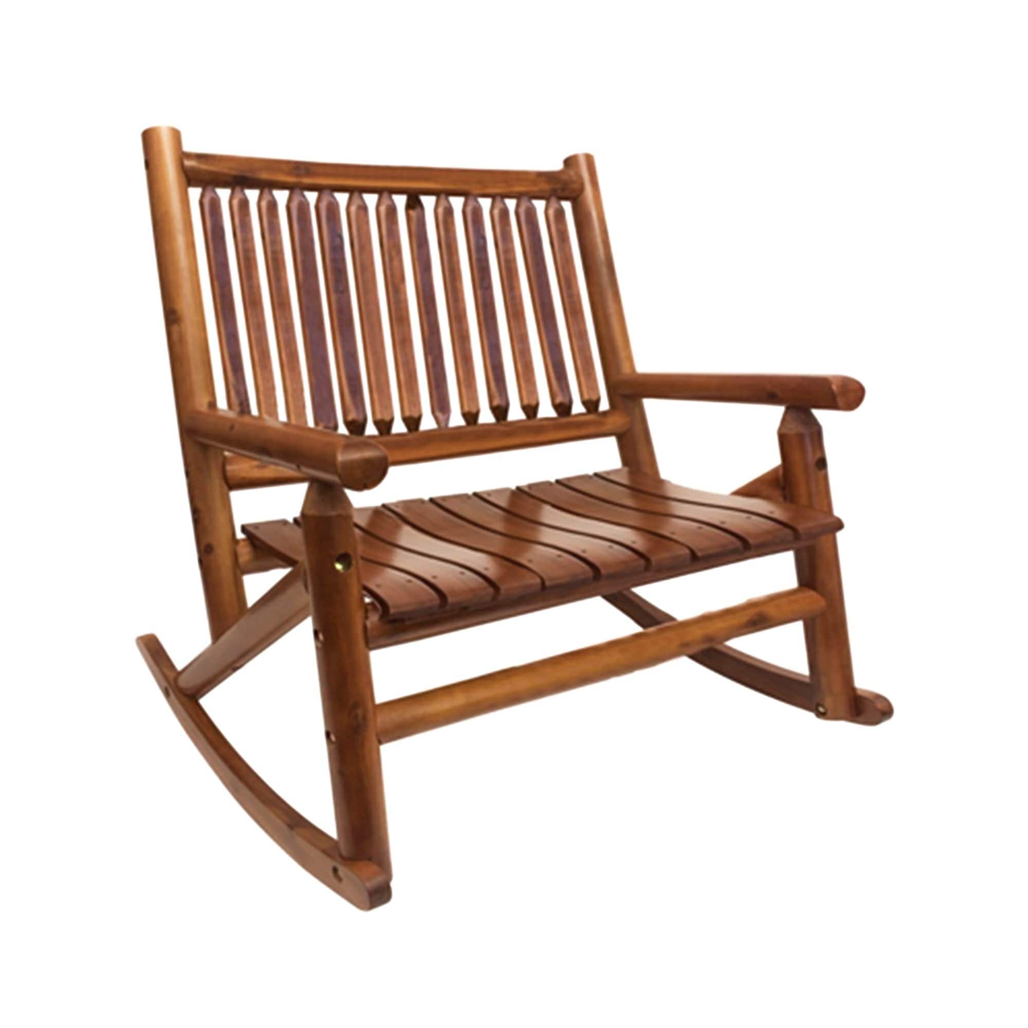 Leigh Country 397633 Double Porch Rocking Chair with Curved Seat Slats for Patio Spaces