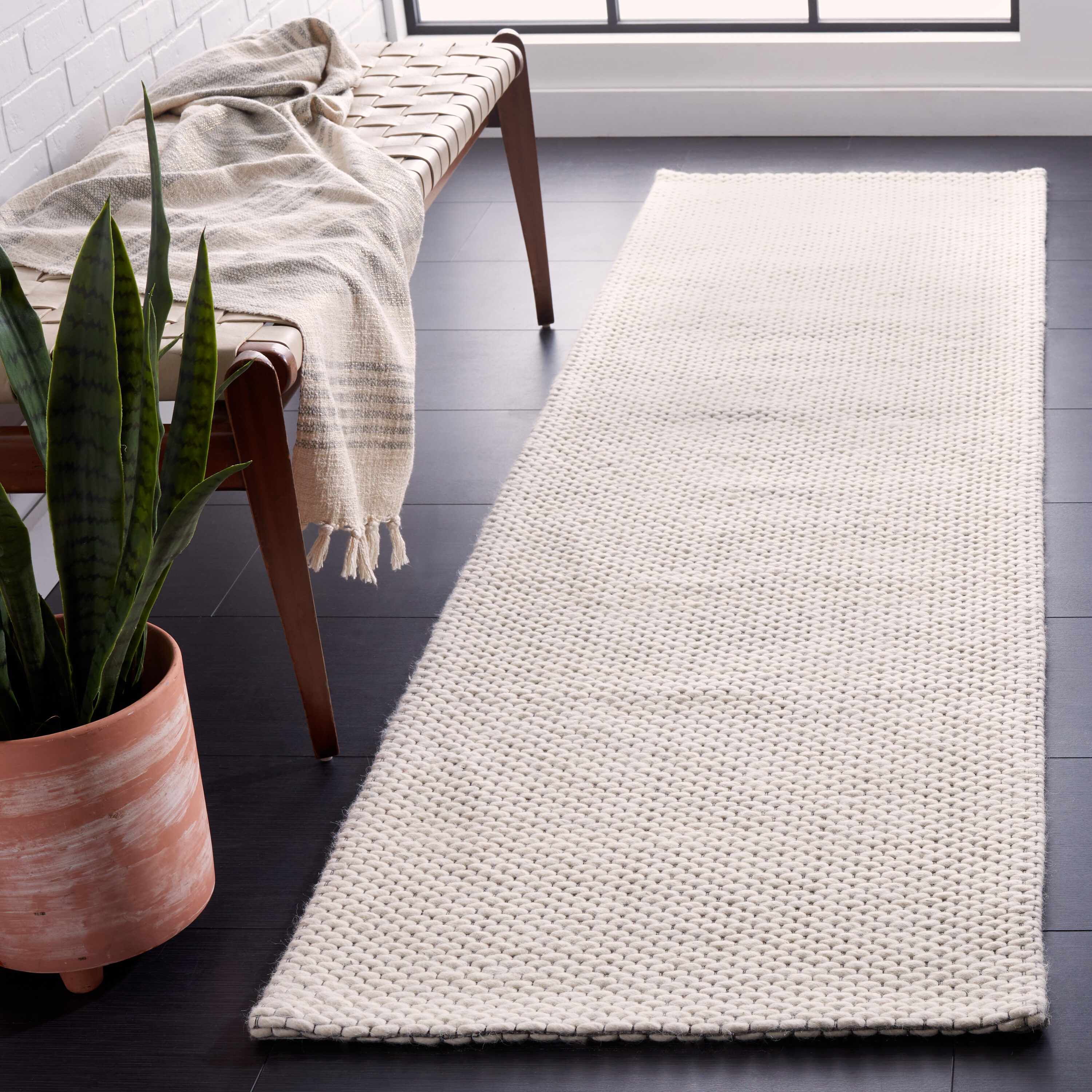  Marbella 177 Ivory Solid / Tonal 2ft-3in x 8ft Runner Rug