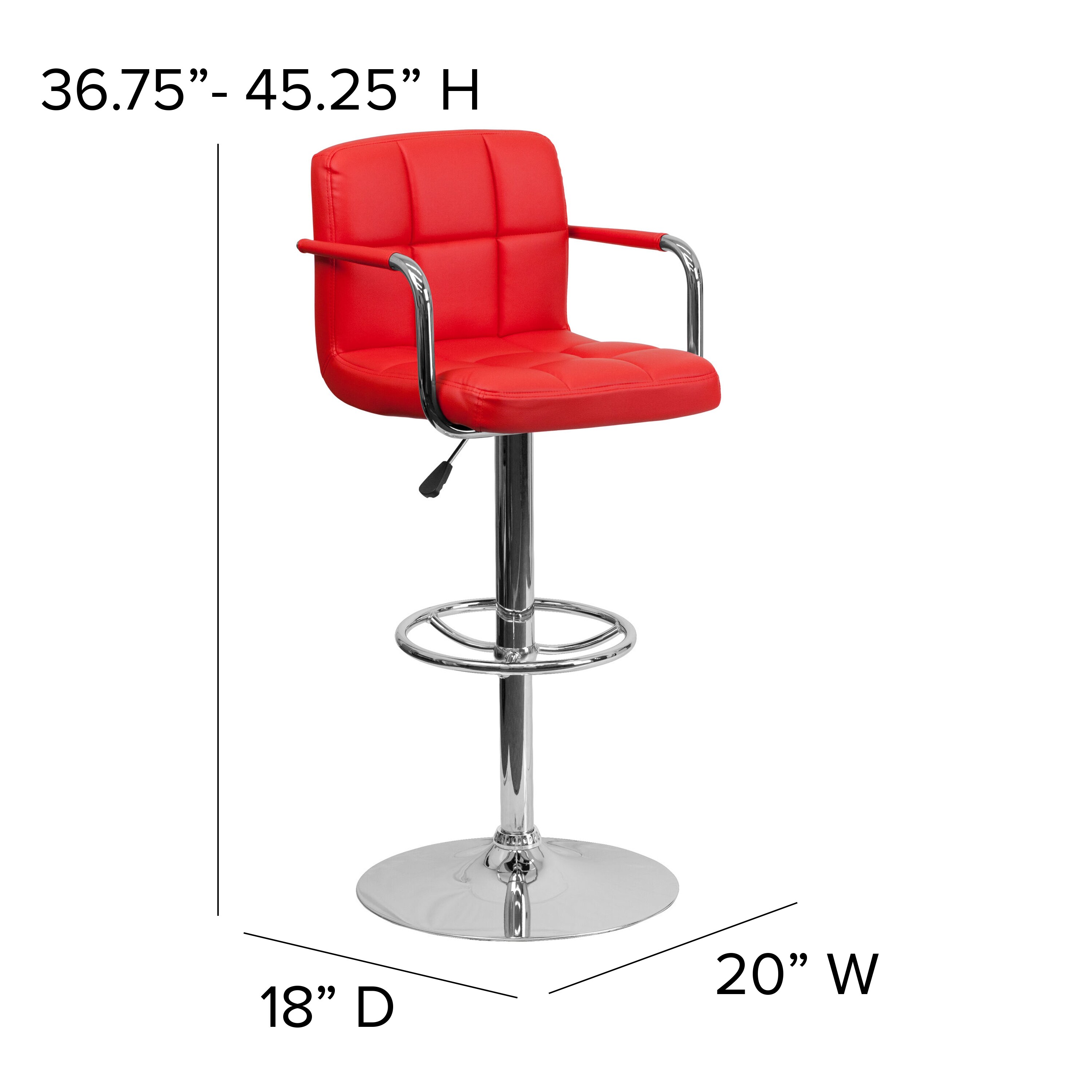 Flash Furniture Red 33.25-in H Adjustable height Upholstered Swivel ...