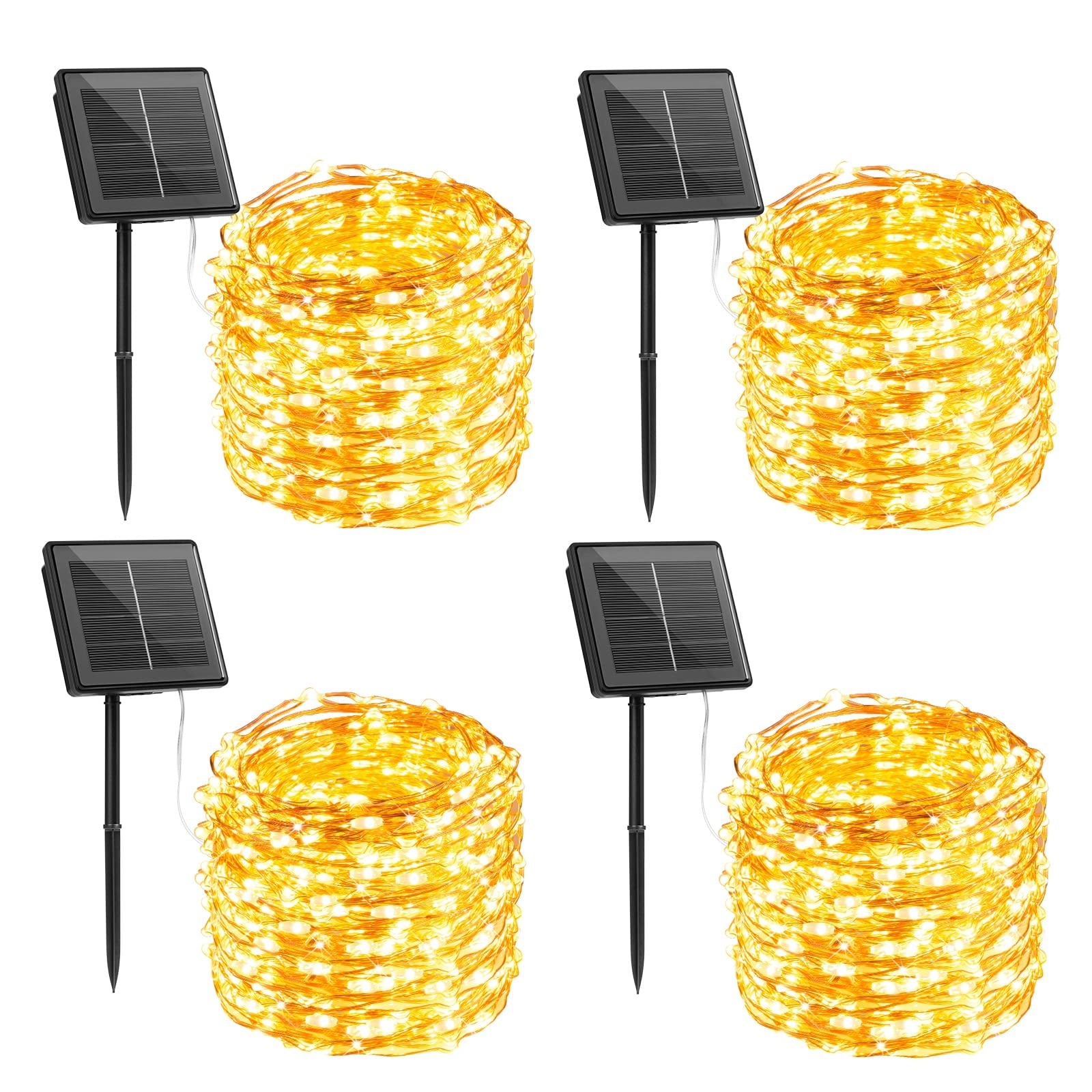 Vrbgify  Solar String Lights Outdoor Waterproof 4 pack 132 ft 400 LED Warm White 8 Modes Fairy Lights for Patio Yard Garden Trees Wedding