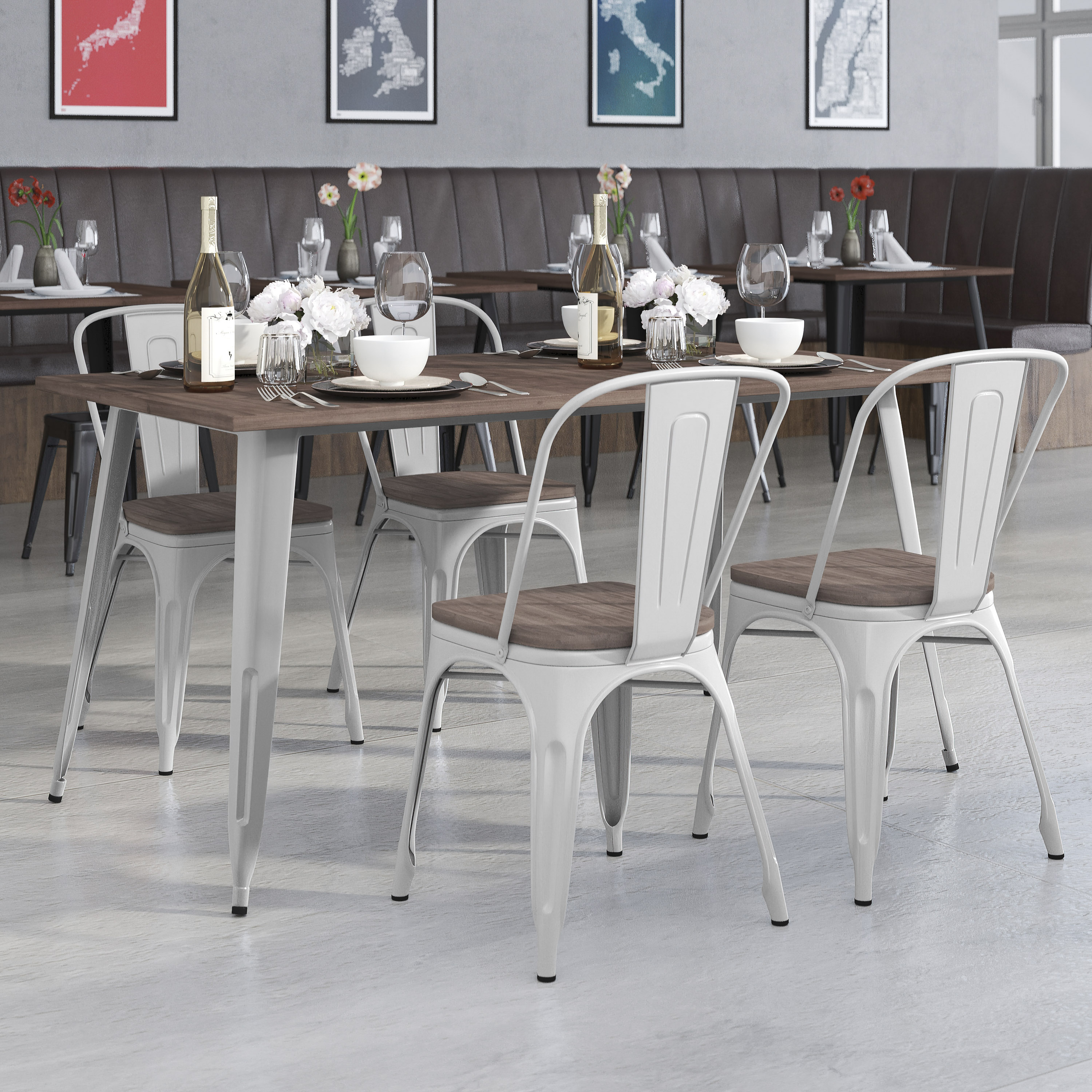 Flash Furniture 889142499886 Silver Contemporary/Modern Dining Room Set with Rectangular Table ( Seats 4 )