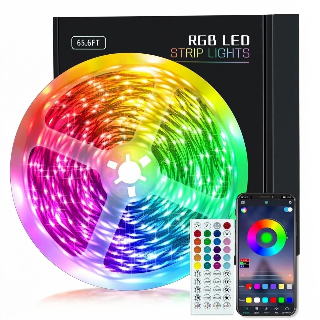 AOIZGMY  LED Strip Lights Music Sync RGB Color Changing Lights with APP Control and Remote for Bedroom Living Room Home Decoration 1 Kit
