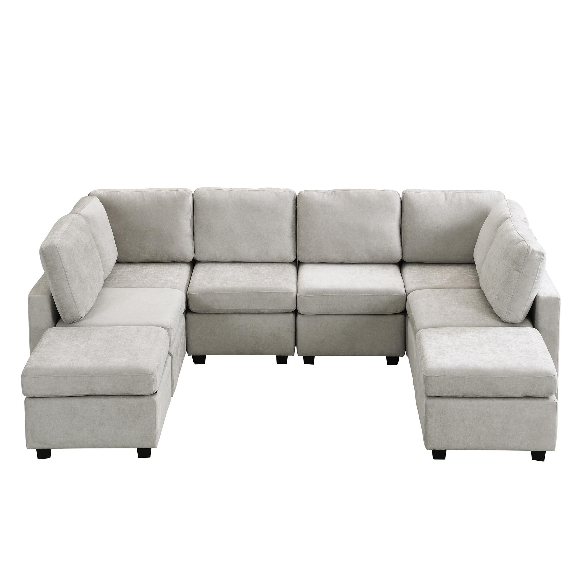 Bybafun YA3700509 103.1-in Modern Gray Chenille Sofa