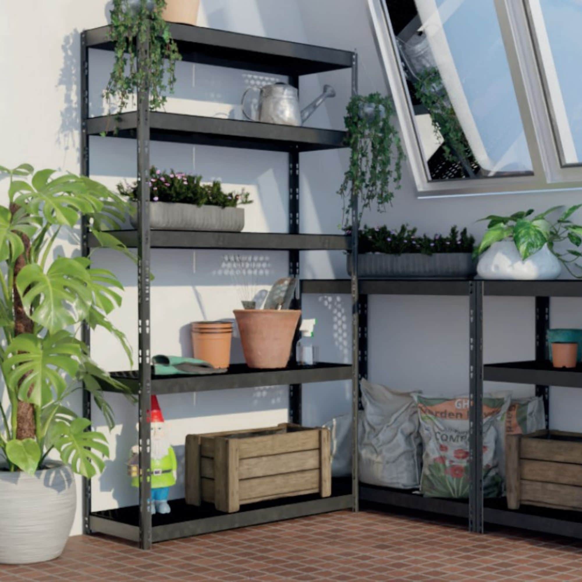 AR Shelving 43-in W x 20-in D x 71-in H 4 -Tier Silver Metal Utility Shelving Unit