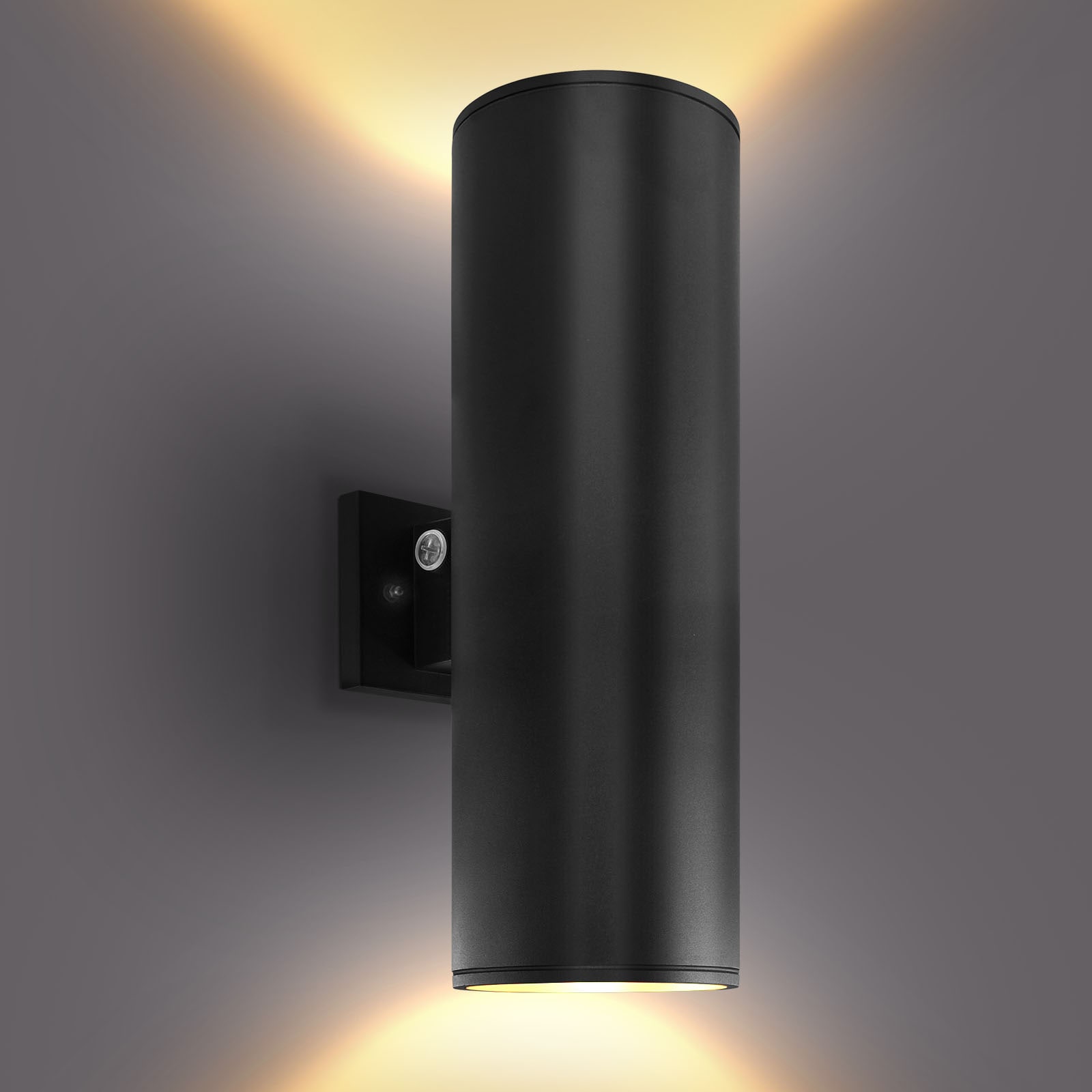 Luxrite Xterior Outdoor LED Wall Lights 8.23-in H Matte Black Hardwired Dusk to Dawn Integrated LED Outdoor Wall Light