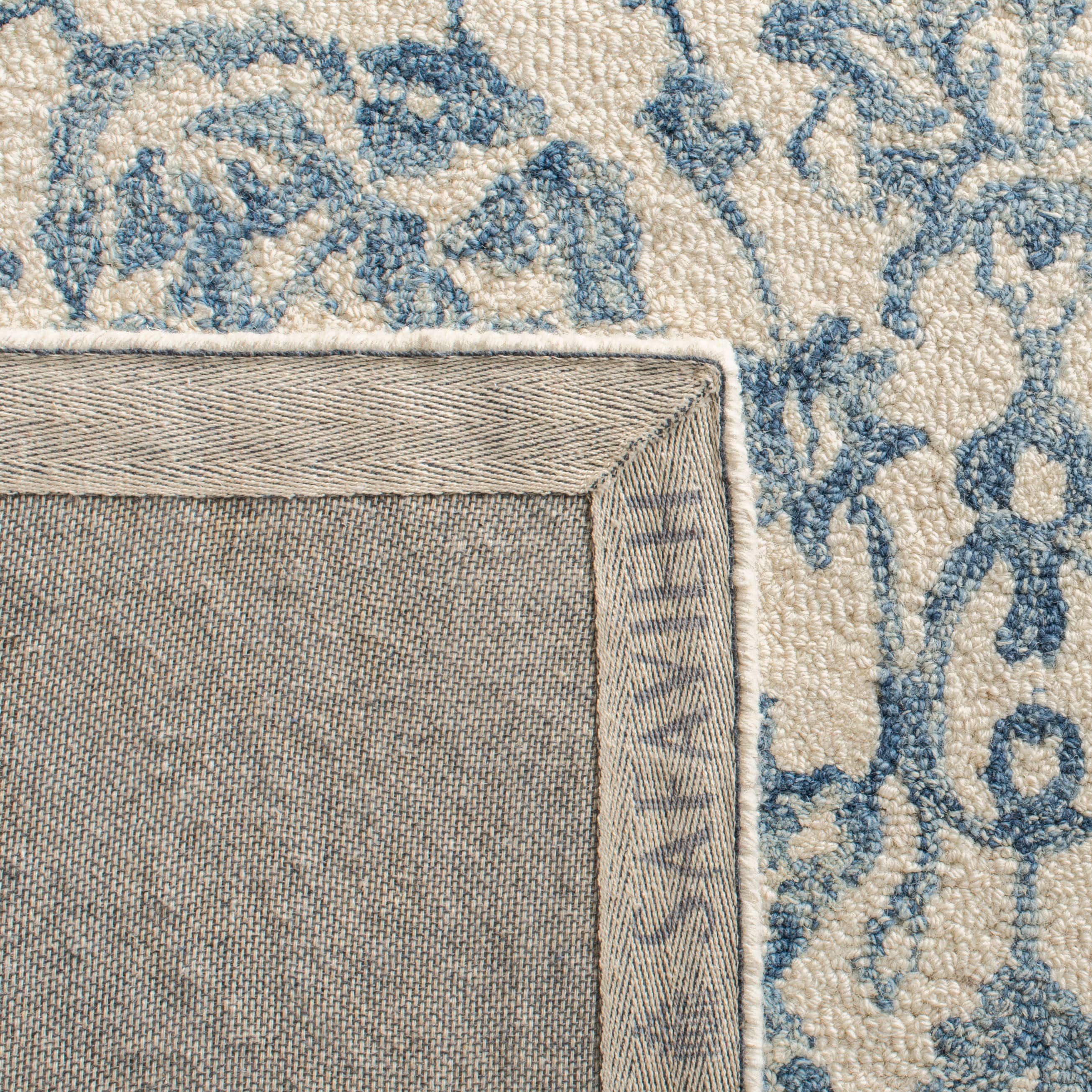 Elegant Ivory Floral Hand-Tufted Wool Runner Rug