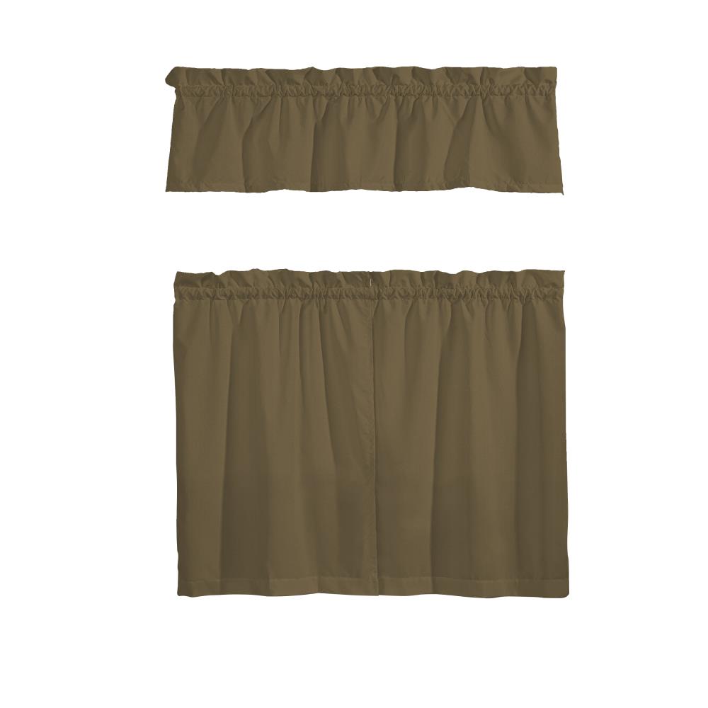Pairs To Go 16544056X036TOF Cadenza 36-in Toffee Polyester Rod Pocket Valance and Tier Set