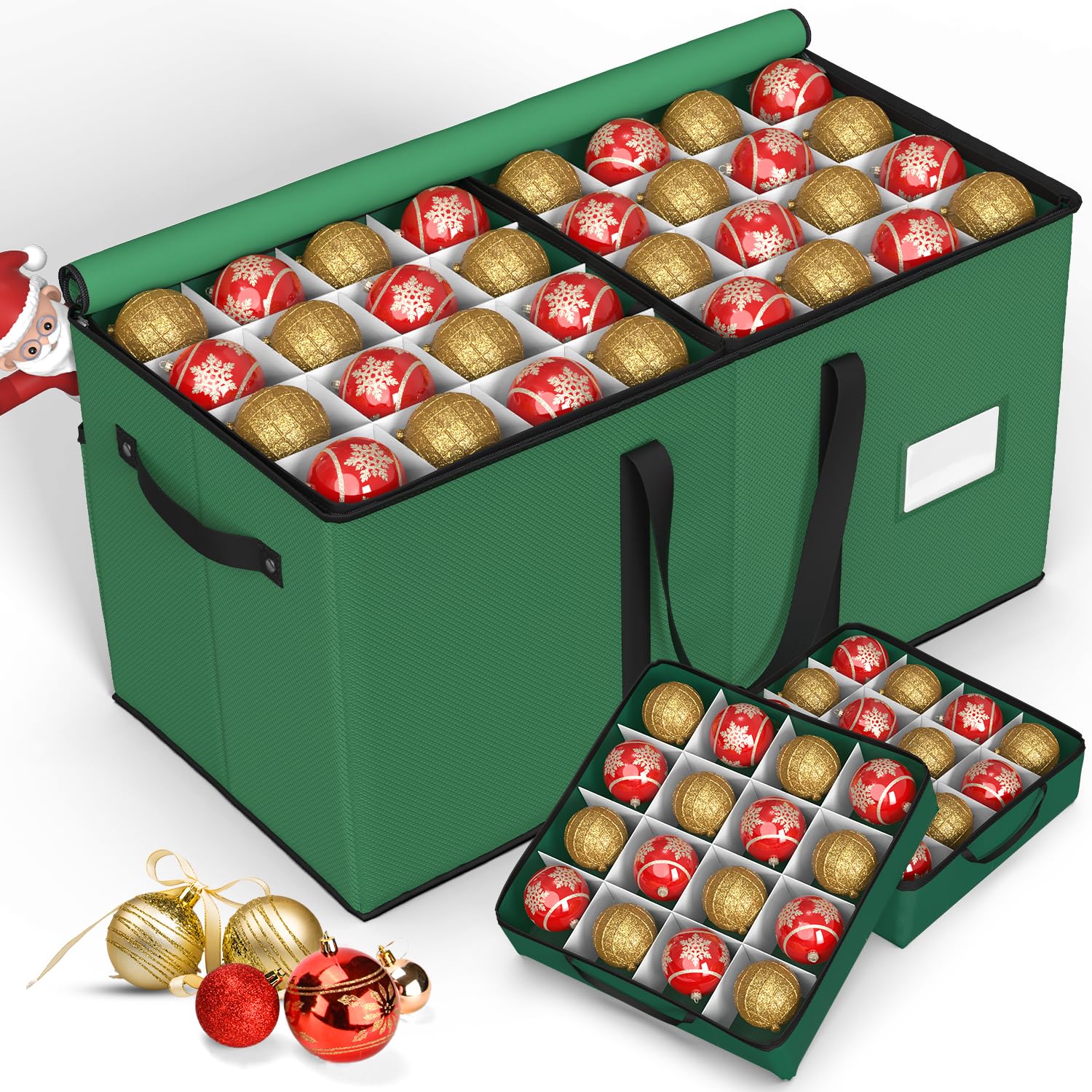 Afoxsos 128 Piece Ornament Storage Box with 8 Trays 48 Dividers