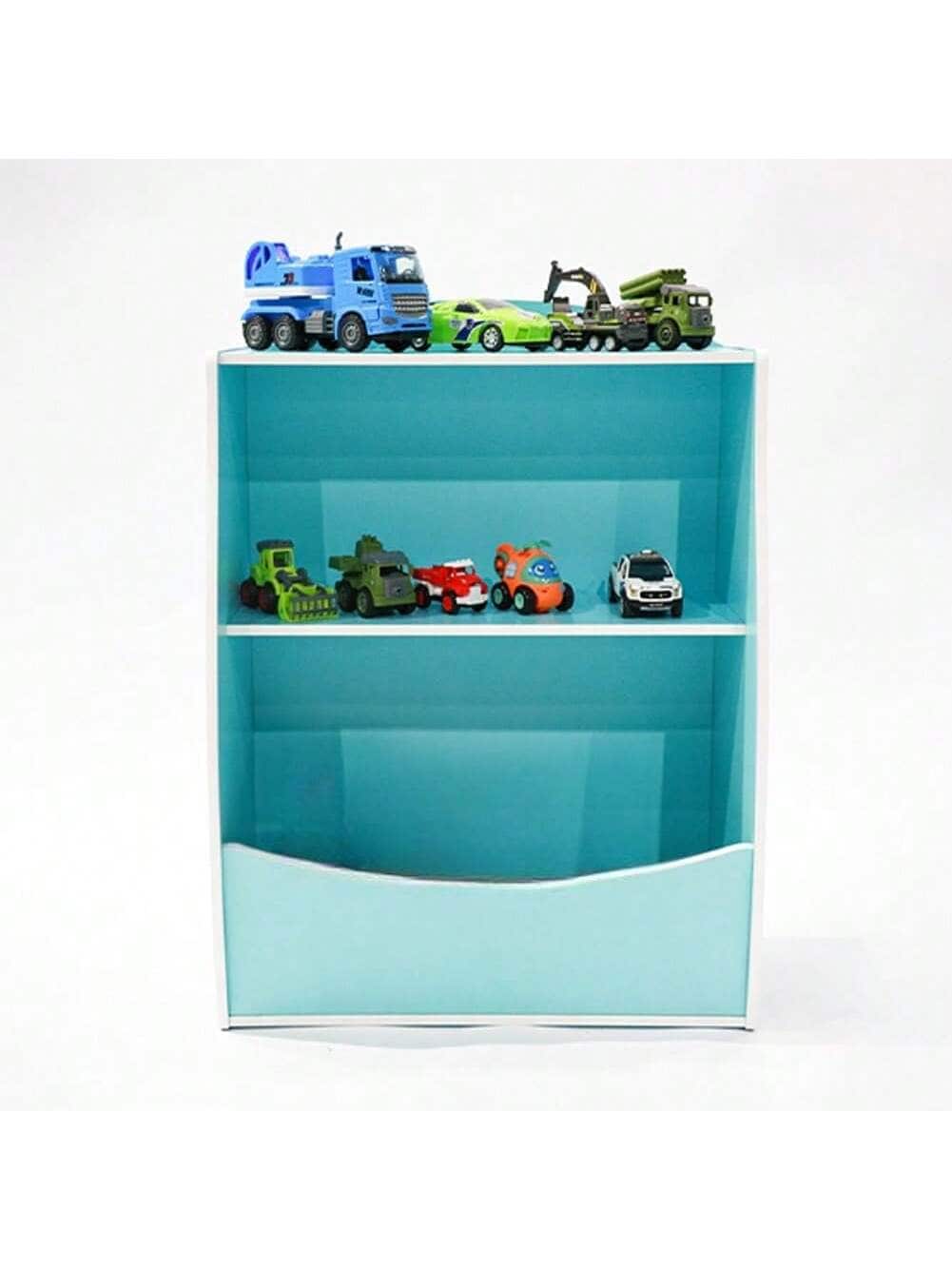 WhizMax 2 Tier Toy Storage Organizer for Kids Wood Kids Bookshelf and Toy Organizer Book Display Shelf for Kids Rooms Playroom Nursery Blue