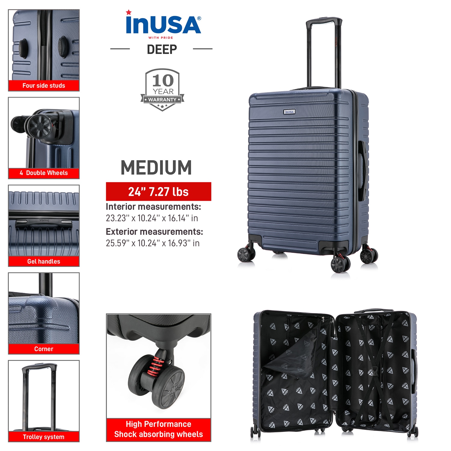 InUSA IUDEE00M-BLU Luggage-And-Luggage-Sets - View #3
