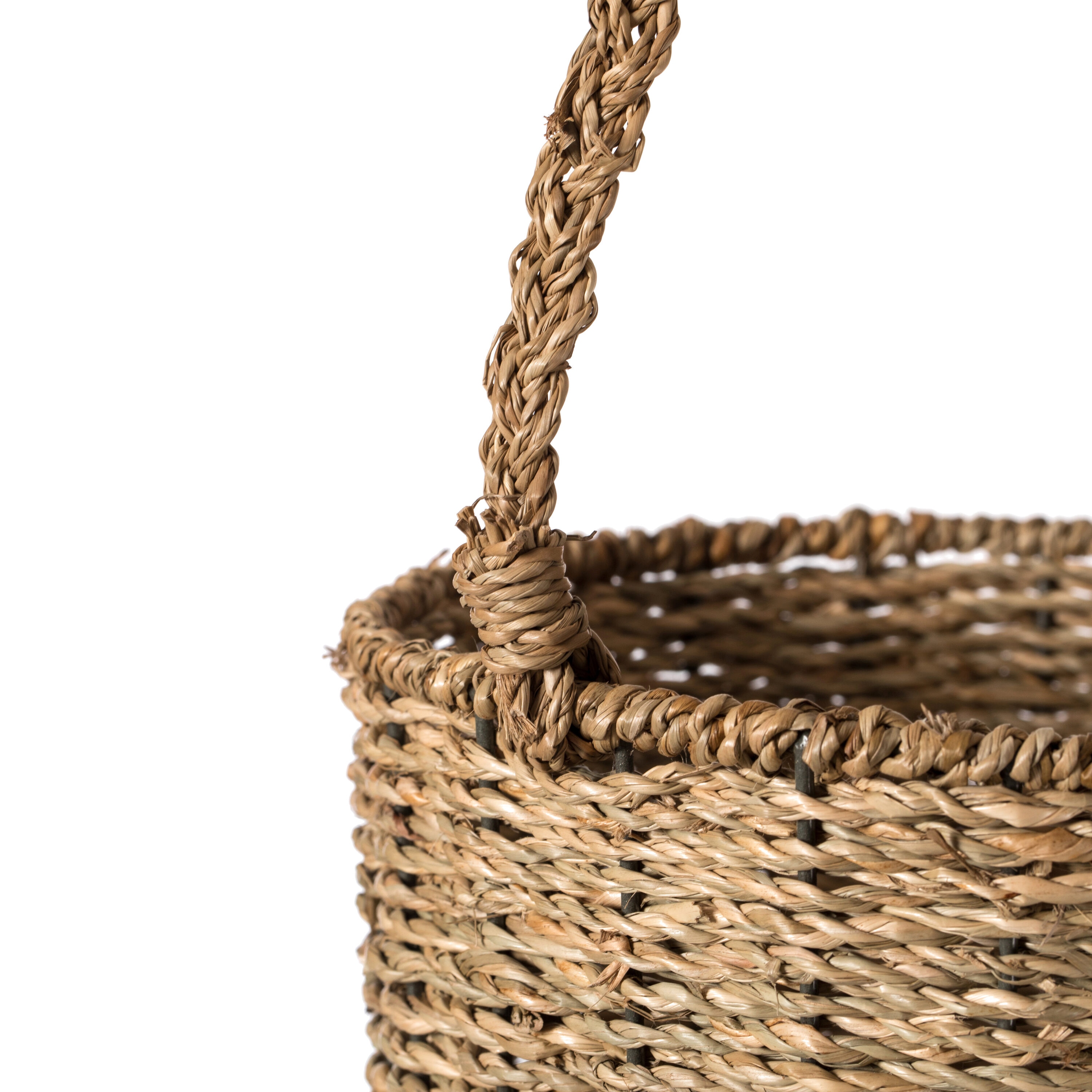 Natural Seagrass Woven Storage Basket with Handles