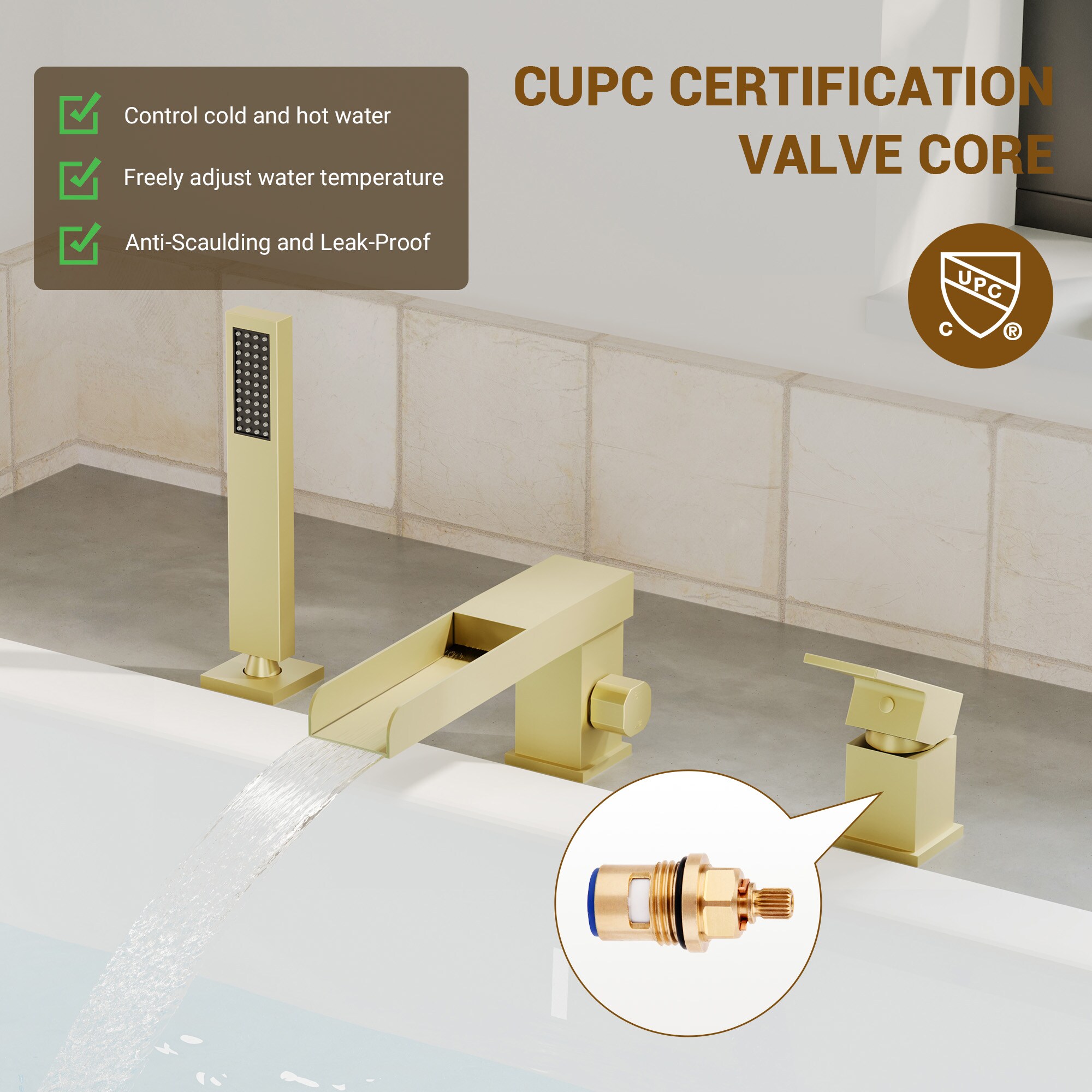 CASAINC CA-H4342-BG Roman-Tub-Faucets - View #6