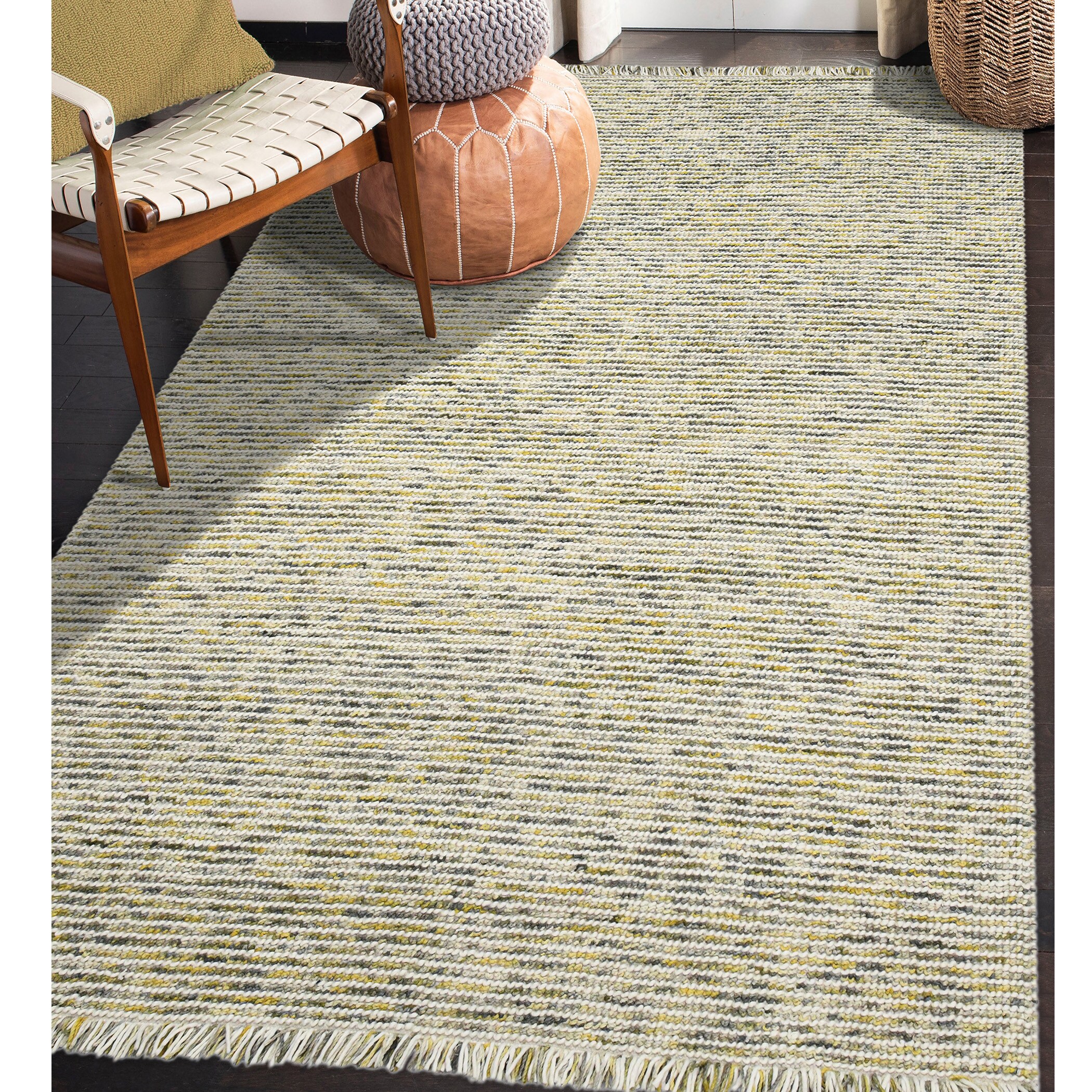Amer Rugs VIV40305 3 x 5 (ft) Wool Gold Rectangular Indoor Stripe Farmhouse/Cottage Area rug