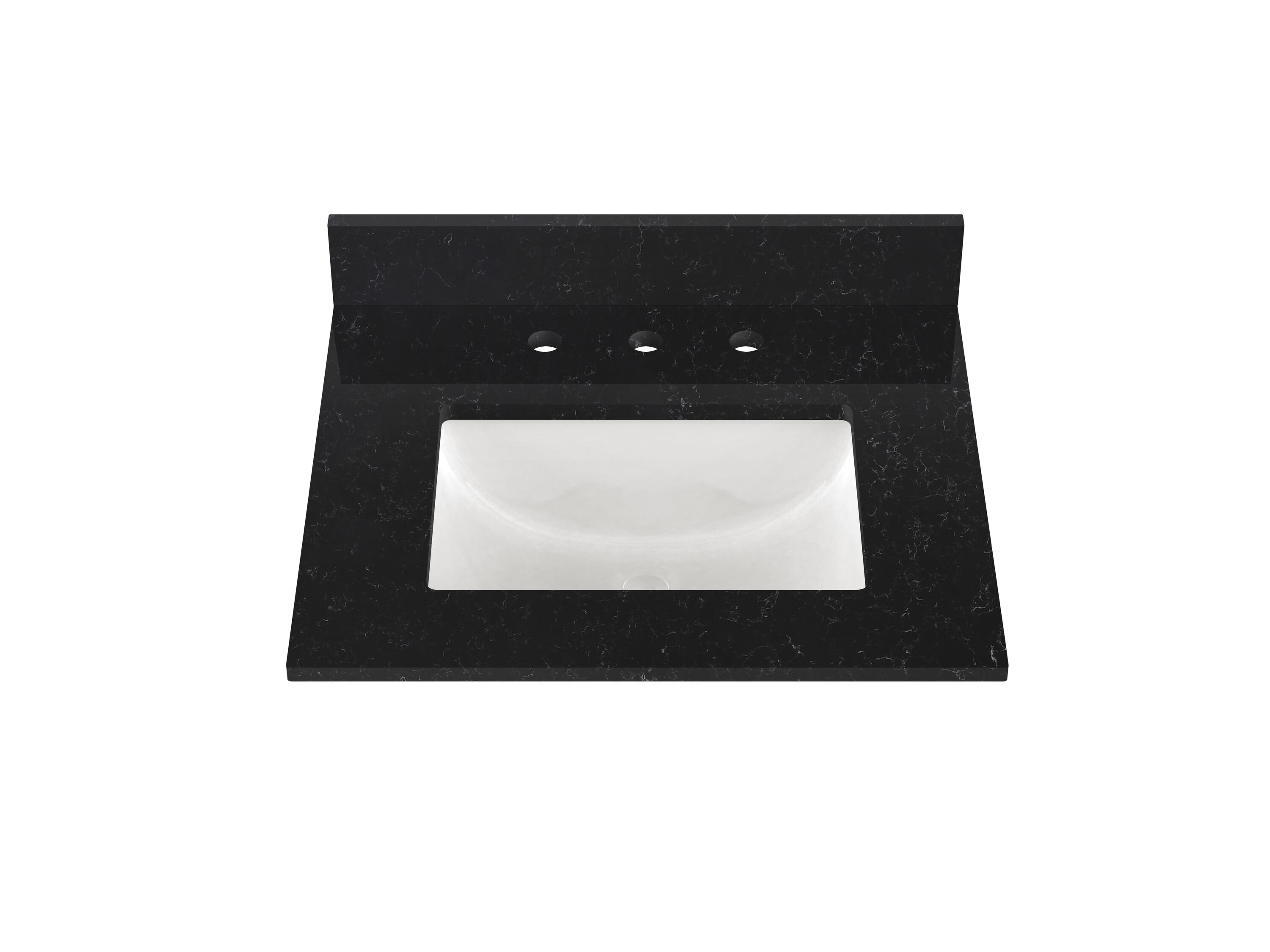 Winette WVTQ5301-25 25-Inches x 22-Inches Carrara Black Quartz Undermount Single sink 3-Hole Bathroom Vanity Top