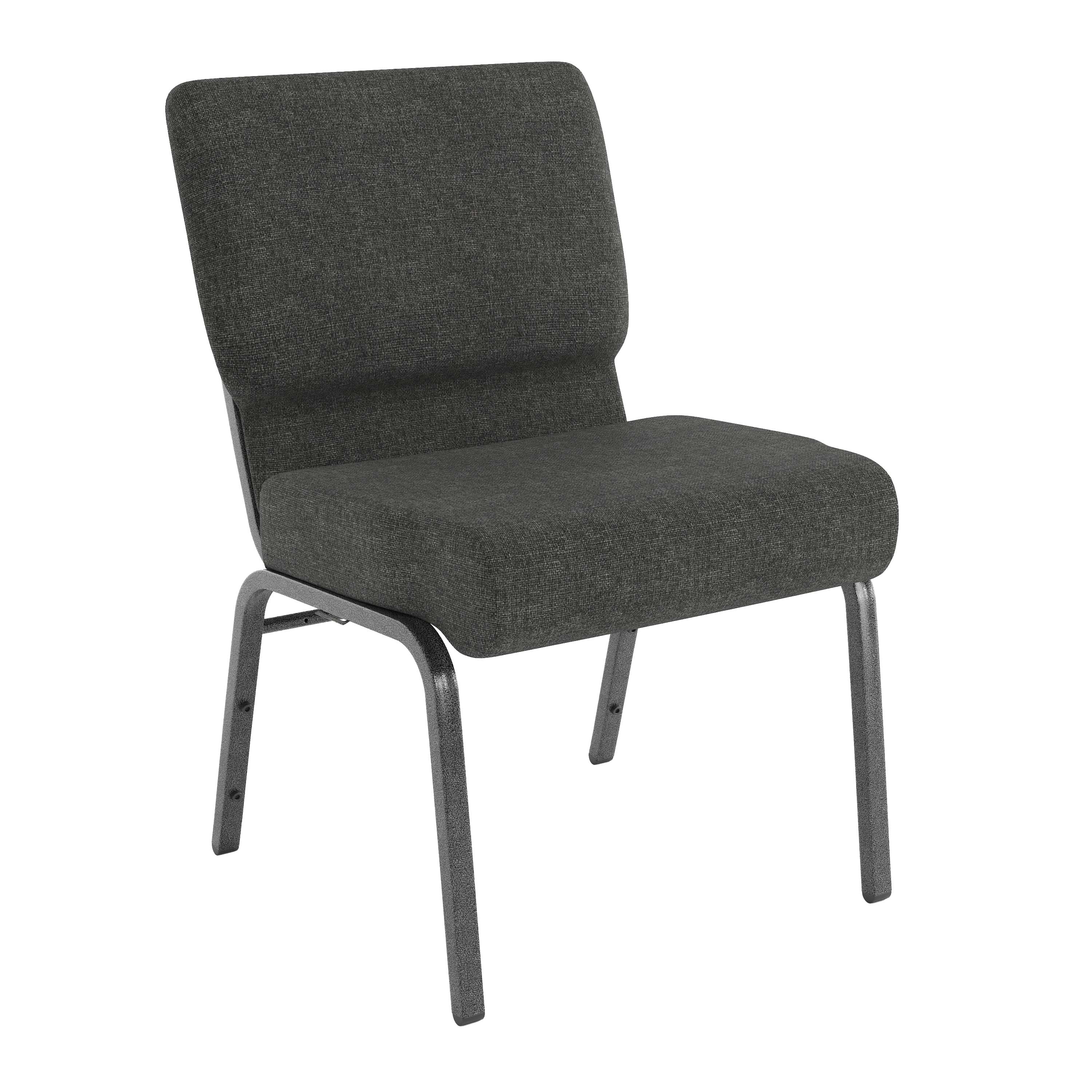 Emma + Oliver - 4 Pack 21-in W Church Chair in Dark Gray Fabric - Silver Vein Frame