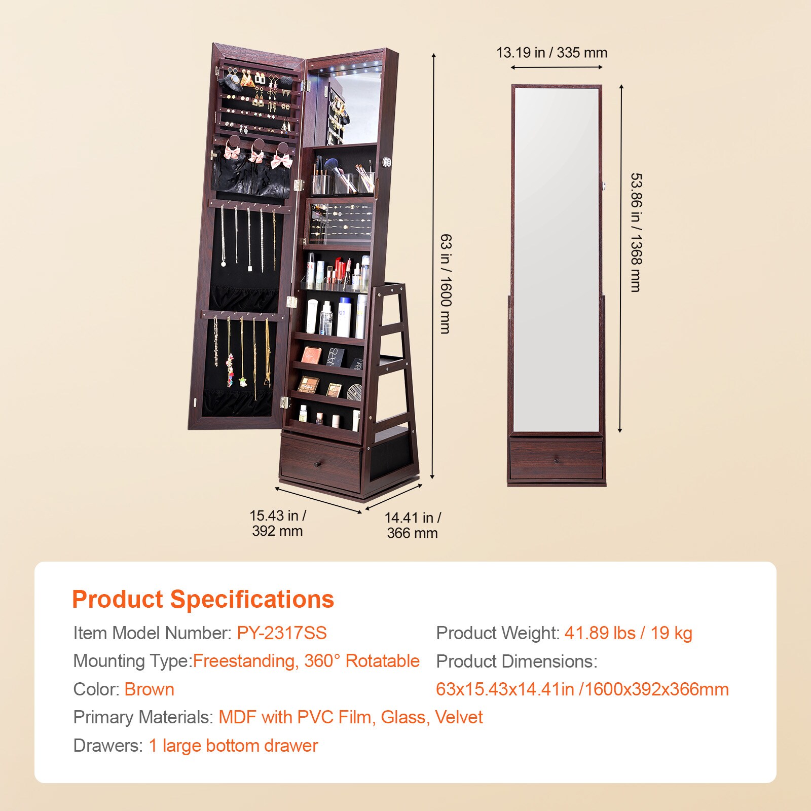 VEVOR SCLSKXZKZBSN06325V9 Jewelry-Organization - View #7