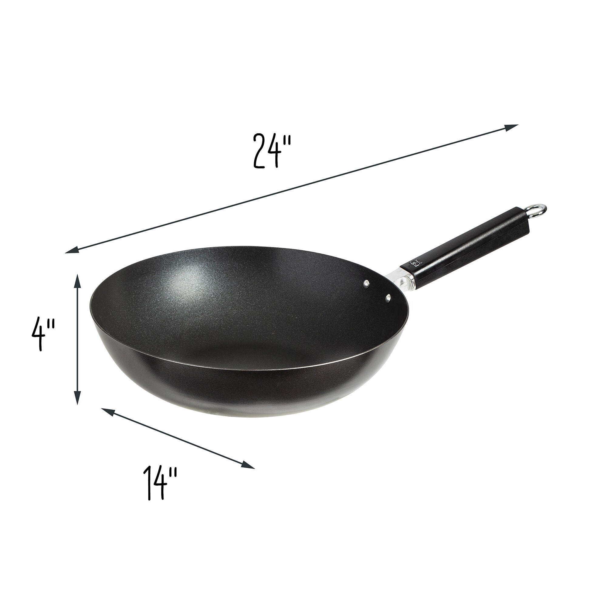 Joyce Chen 14-inch Carbon Steel Nonstick Wok Set with Lid and Bakelite Handles, 4 Pieces, Silver