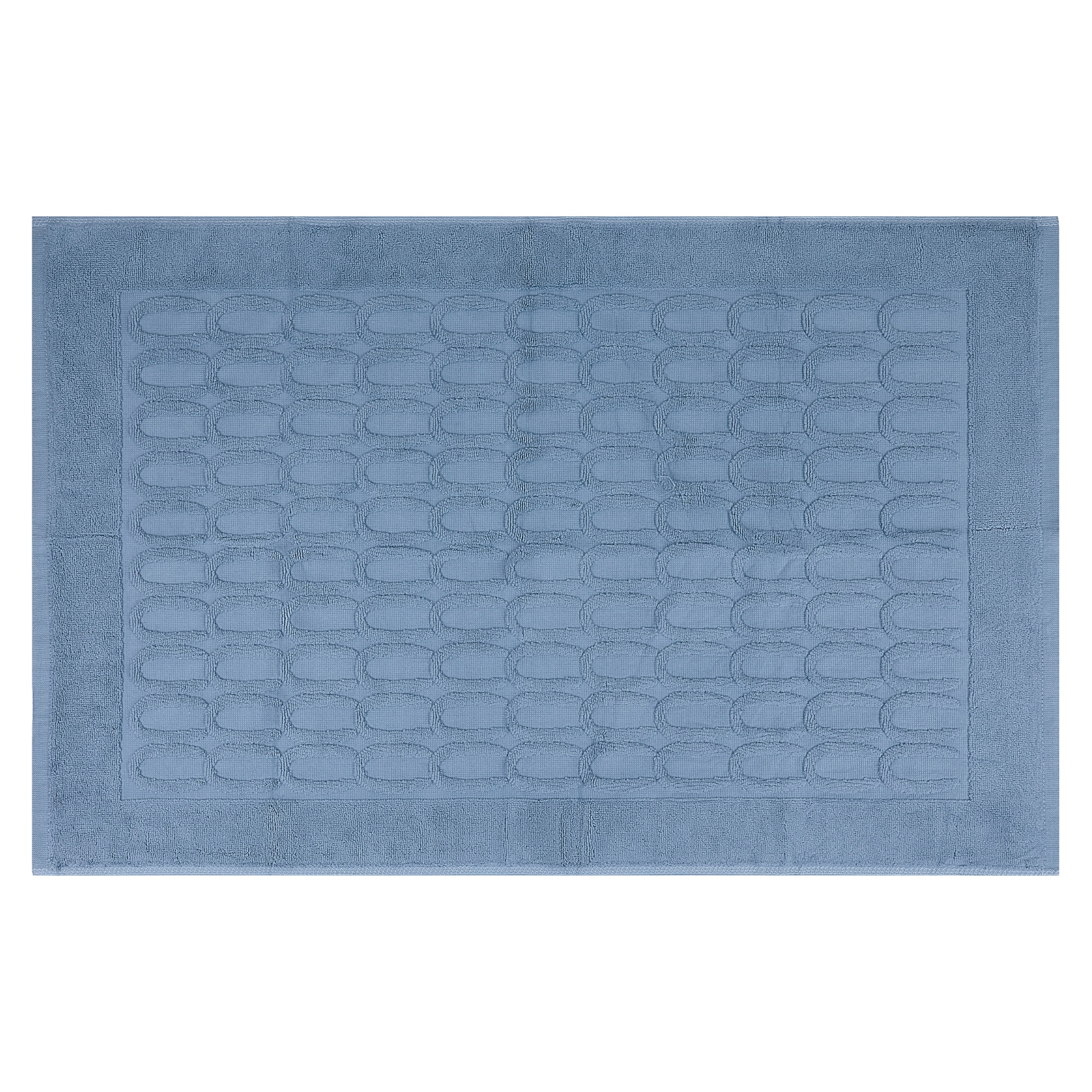 Unique Bargains Cotton Washable Geometric Textured Bath Mat Hotel Reversible Water Absorbent Rug Thick Foldable Shower Tub Foot Carpet 16 x 24inch Blue