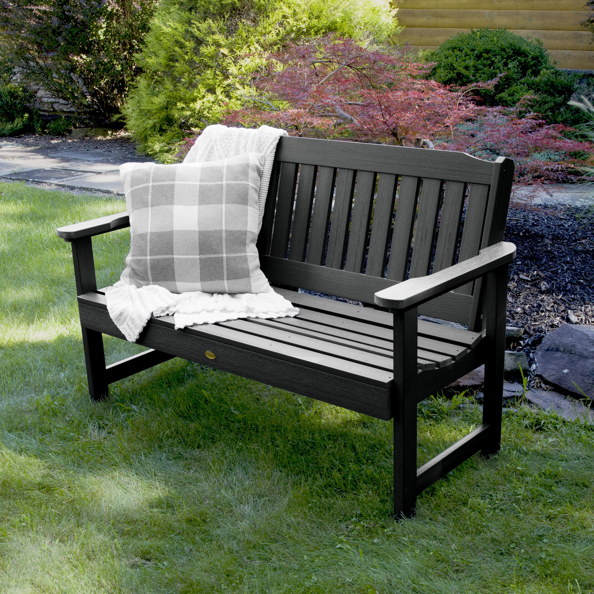 Lehigh 52" Black Recycled Plastic Garden Bench