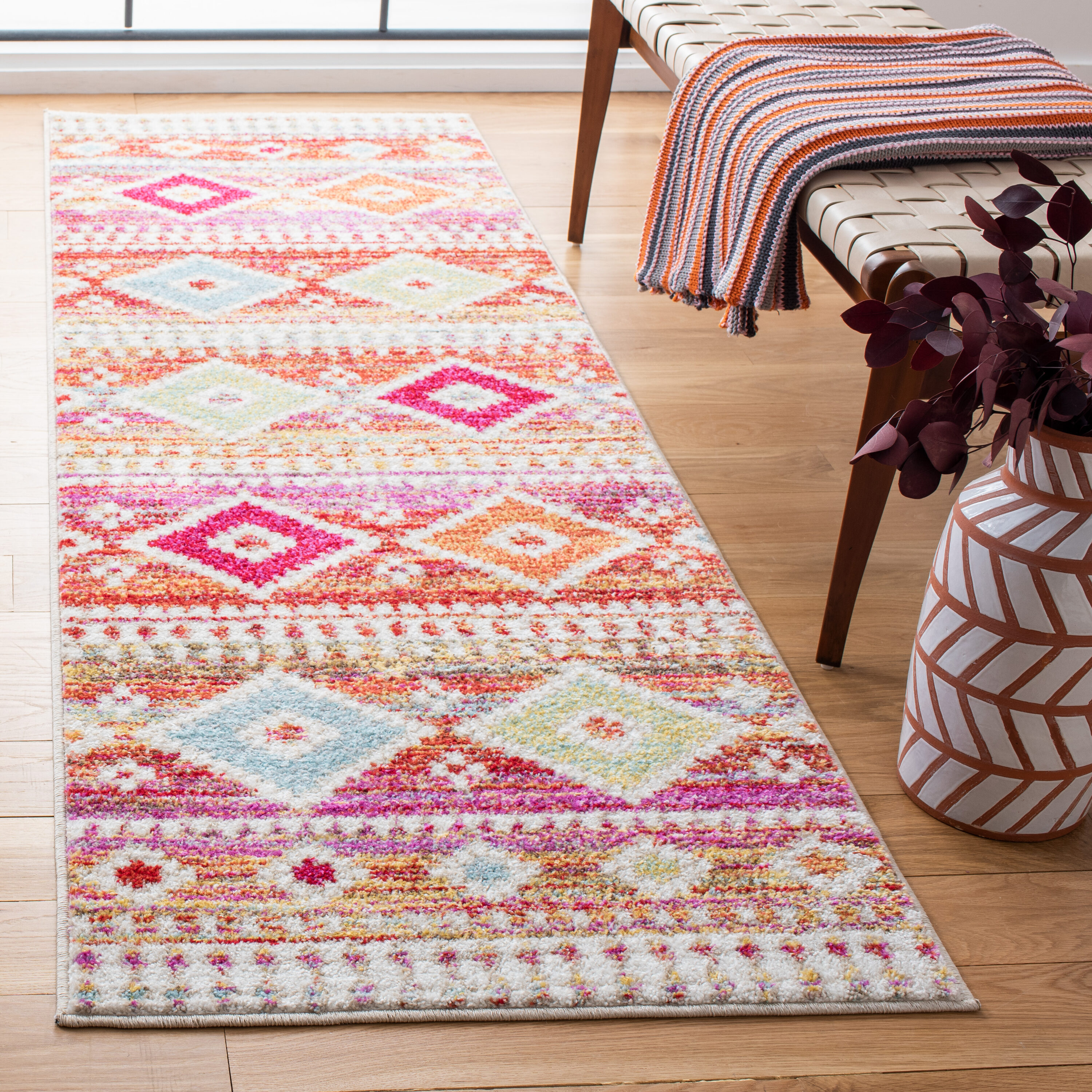 Adirondack 276P Rust Ivory 2ft-6in x 8ft Runner Rug