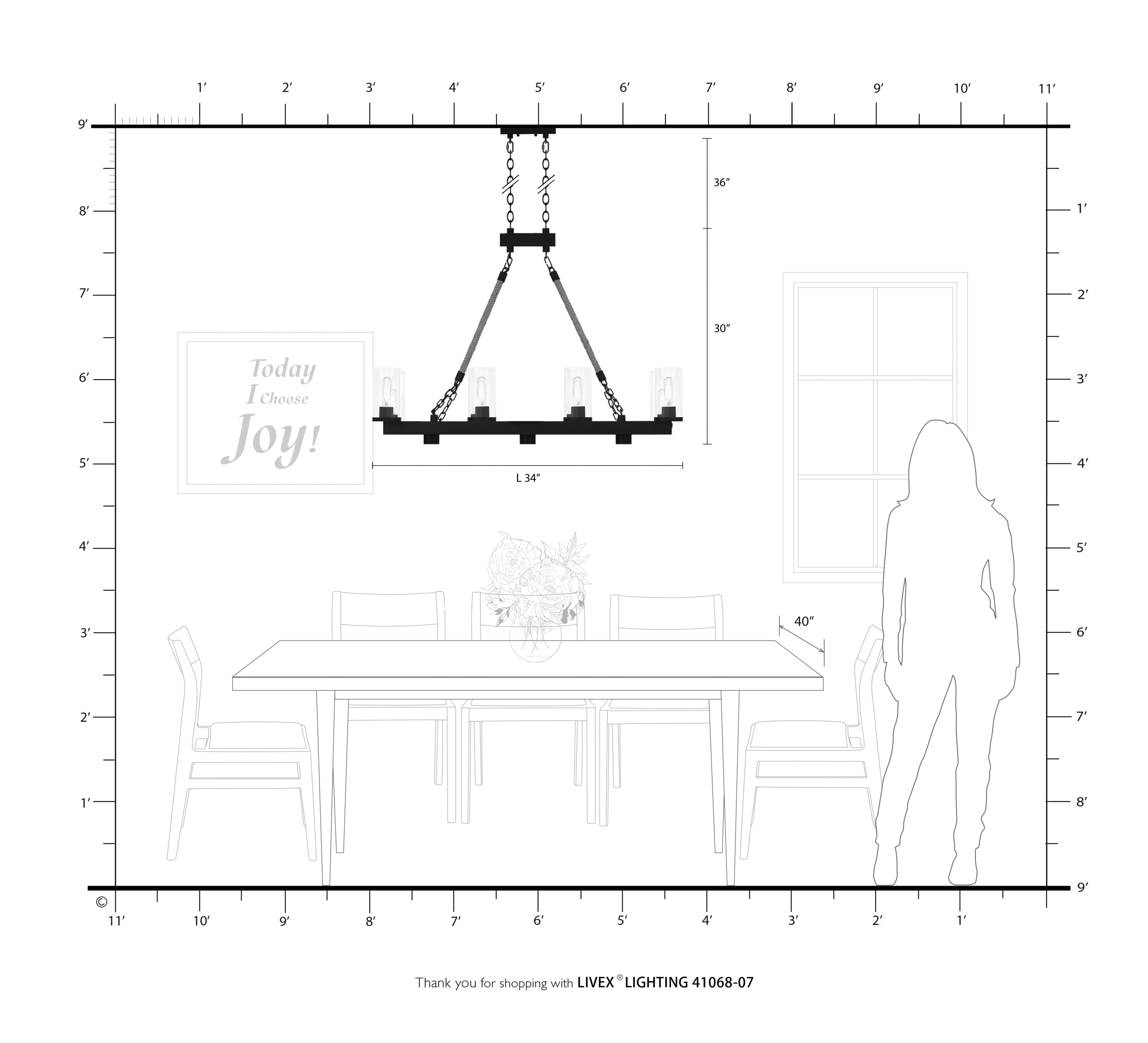 Metuchen Bronze Linear Chandelier with Clear Glass and Rope Detail, 11-Light