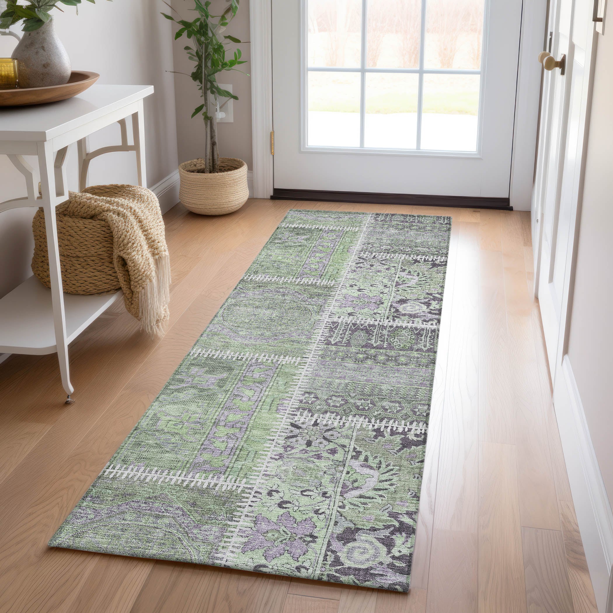 Addison Rugs ACN635GE2X8 Chantille ACN635GE 2 x 7 (ft) Polyester Green Rectangular Indoor/Outdoor Geometric Machine washable Runner rug