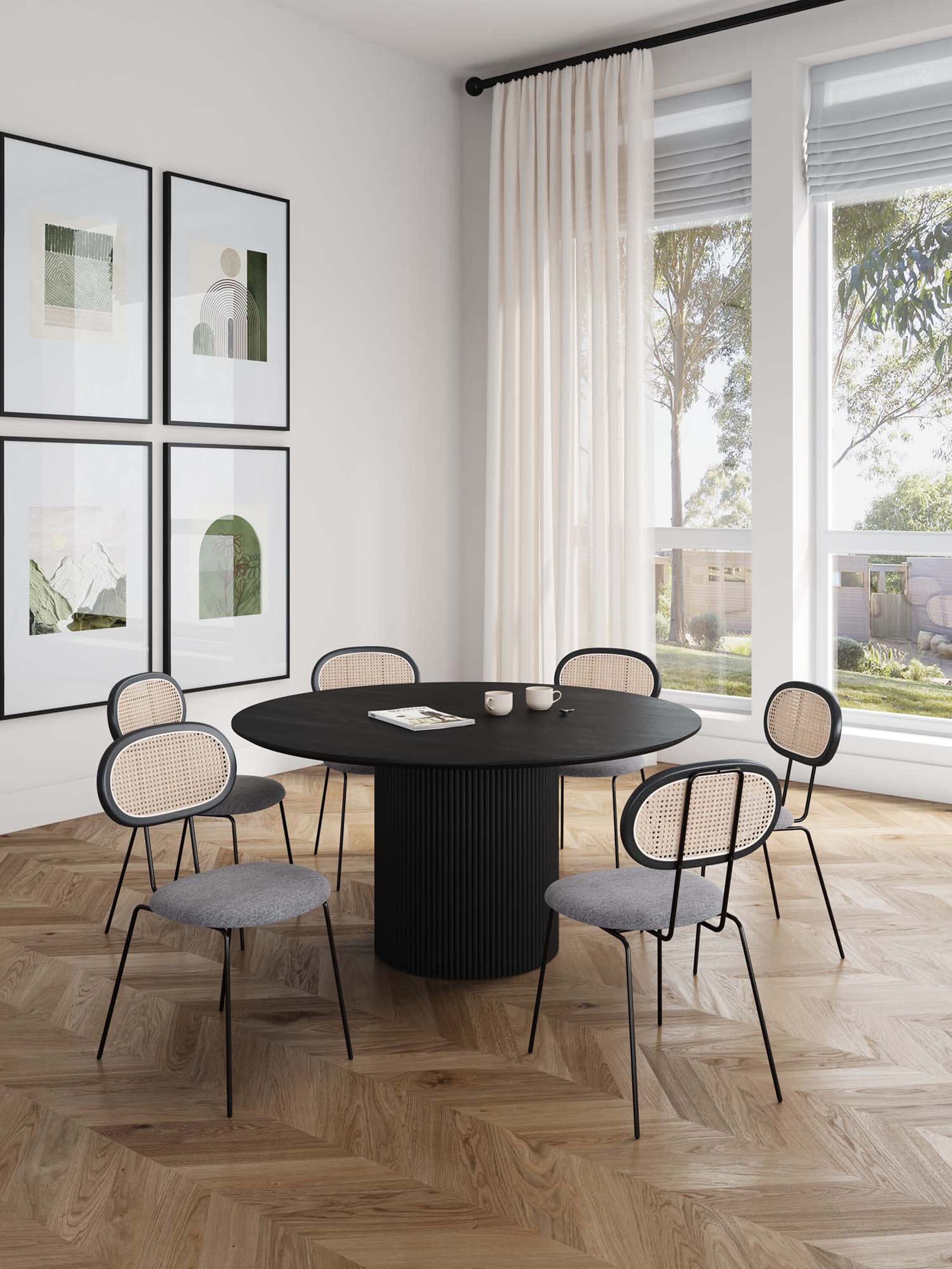 Manhattan Comfort 6-DT05DCCA06-GY Black and Grey Contemporary/Modern Dining Room Set with Round Table ( Seats 6 )