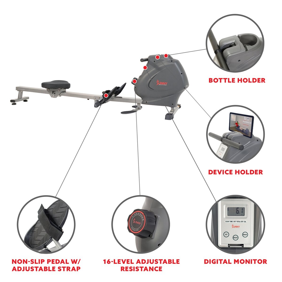 Sunny Health & Fitness SF-RW5941 Rowing-Machines - View #6