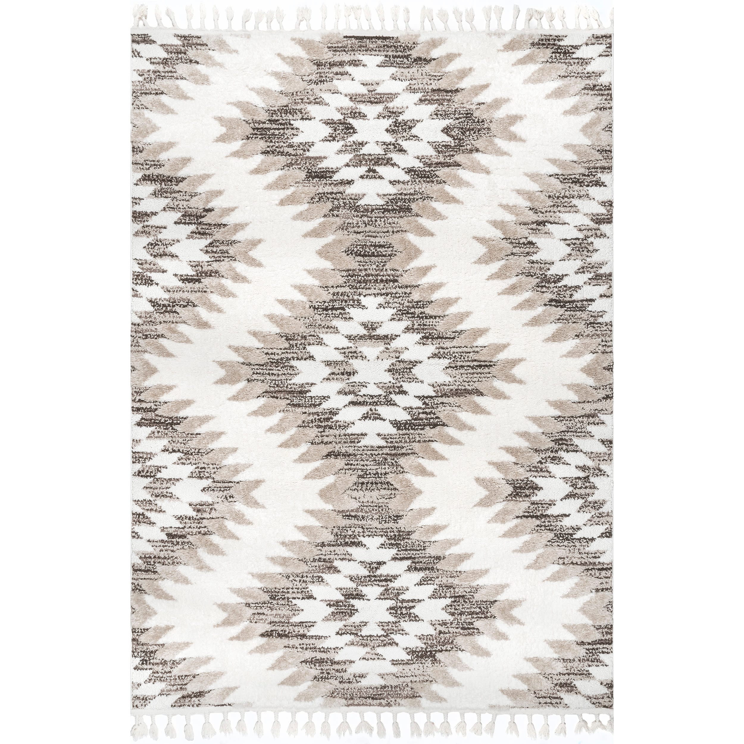 Beige Braided Spot Shag Synthetic 4' x 6' Area Rug