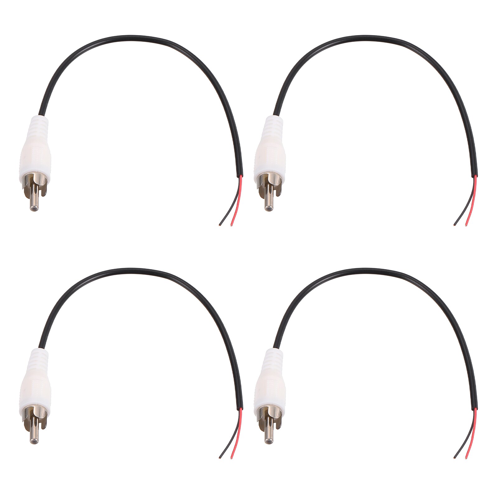 Unique Bargains - 4pcs 8 Inch RCA Audio Subwoofer Cable 1 RCA Male Plug to Bare Wire Open End Aud...