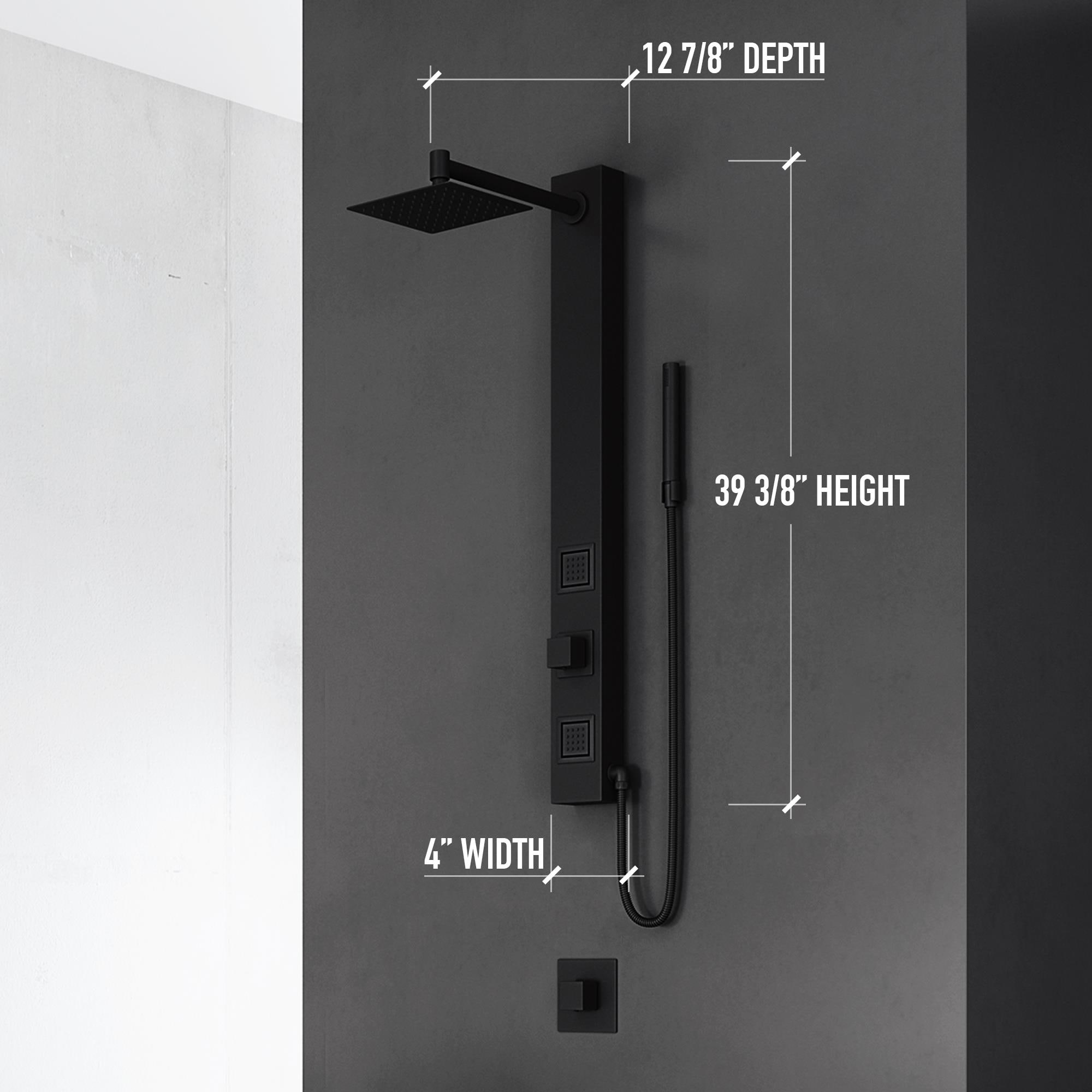 Orchid 39" Matte Black Aluminum Shower Panel System with Hand Wand