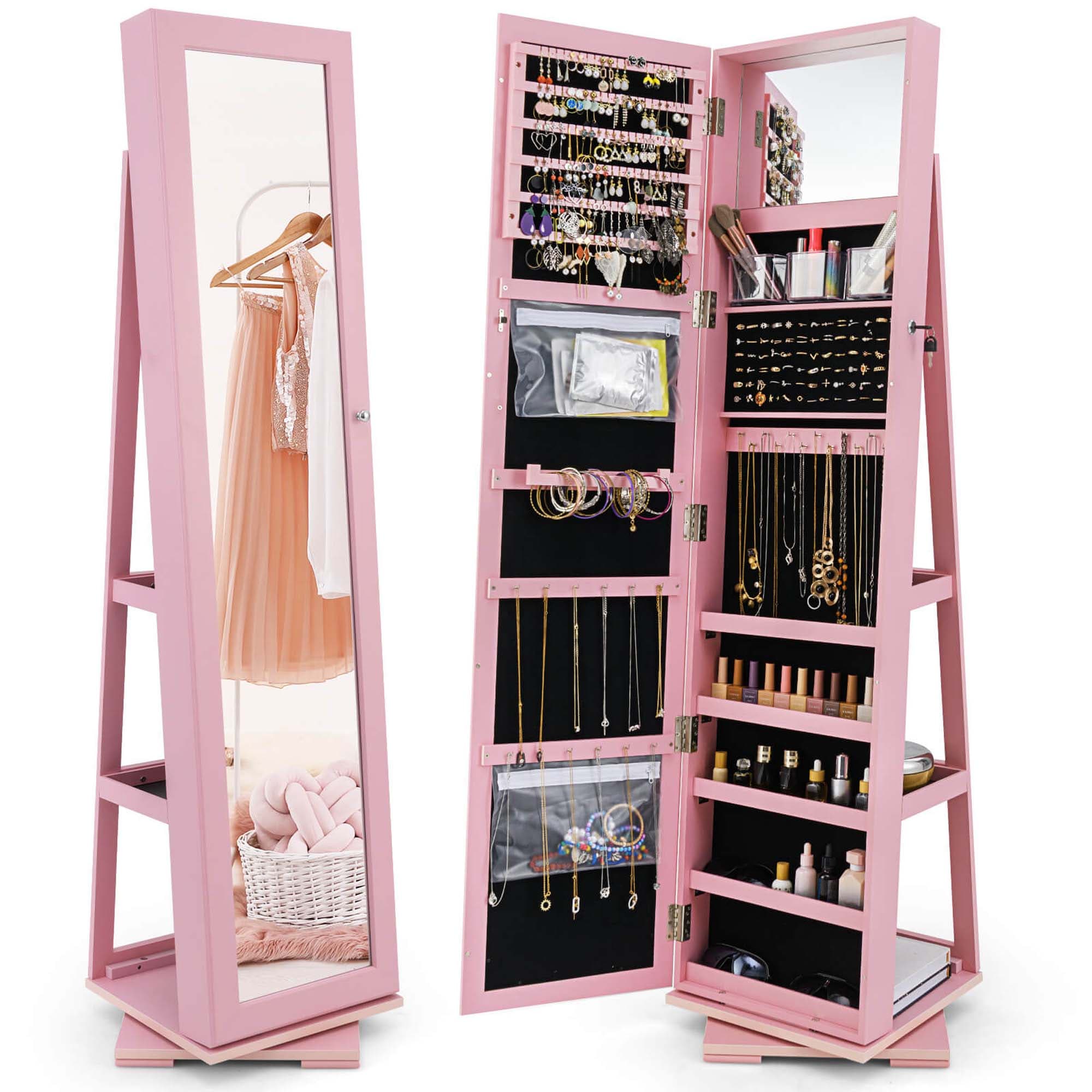Costway - Pink Jewelry Armoire
