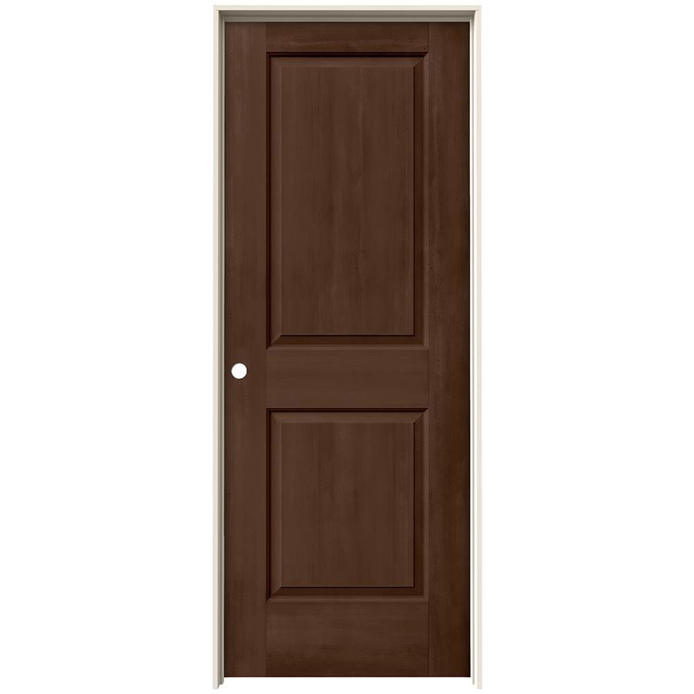 JELD-WEN LOWOLJW222200863 32-in x 80-in Milk Chocolate Hollow core 2-panel square Right hand Smooth Stained Molded composite Flat Jamb Single Prehung Interior Door