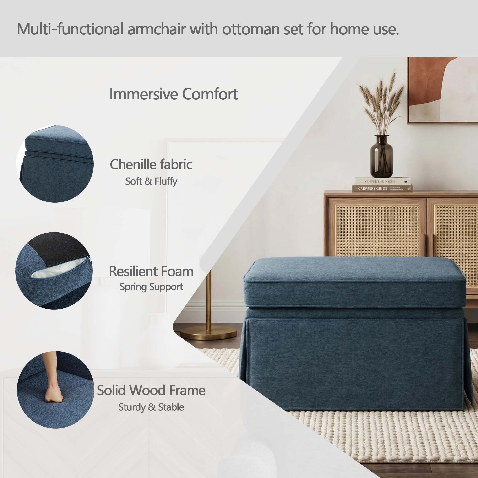 Dreamsidea LS-CH0073S-C-NAVY-OT Indoor-Ottomans - View #10