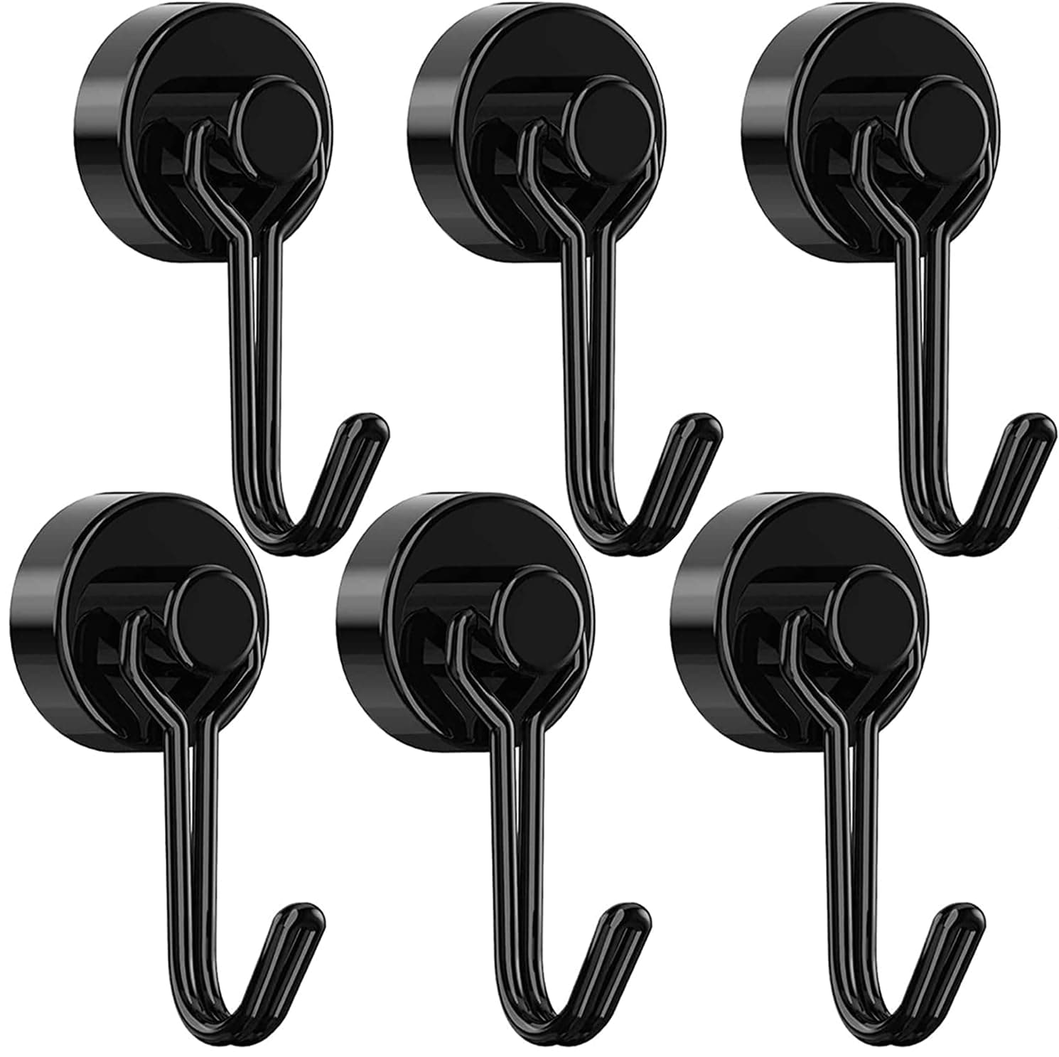 Yichuhaoxi  Magnetic Hooks Heavy Duty Neodymium Magnets 30LBS Rust Proof for Fridge Grill BBQ Kitchen Outdoor Tools Holder with 6 pcs Metal Plates