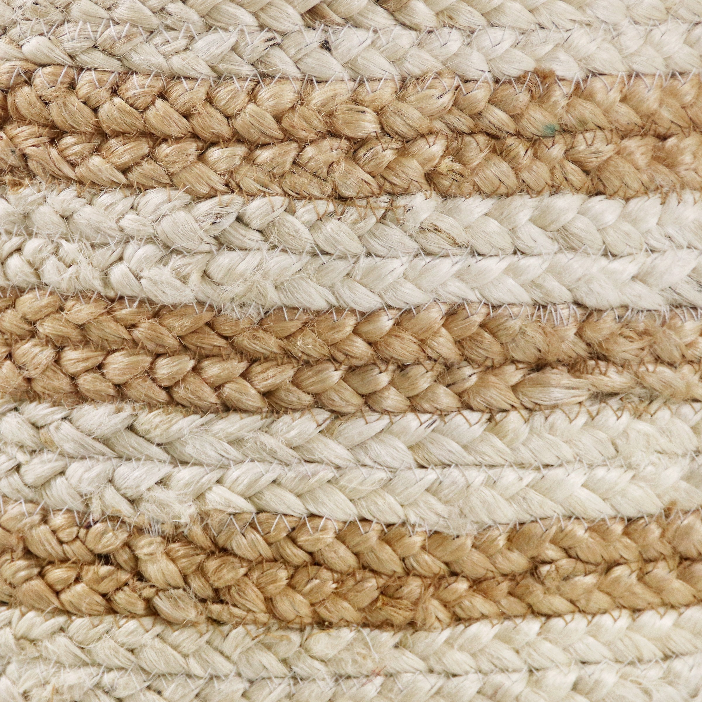 Handmade Striped Natural Jute Round Storage Basket with Handles