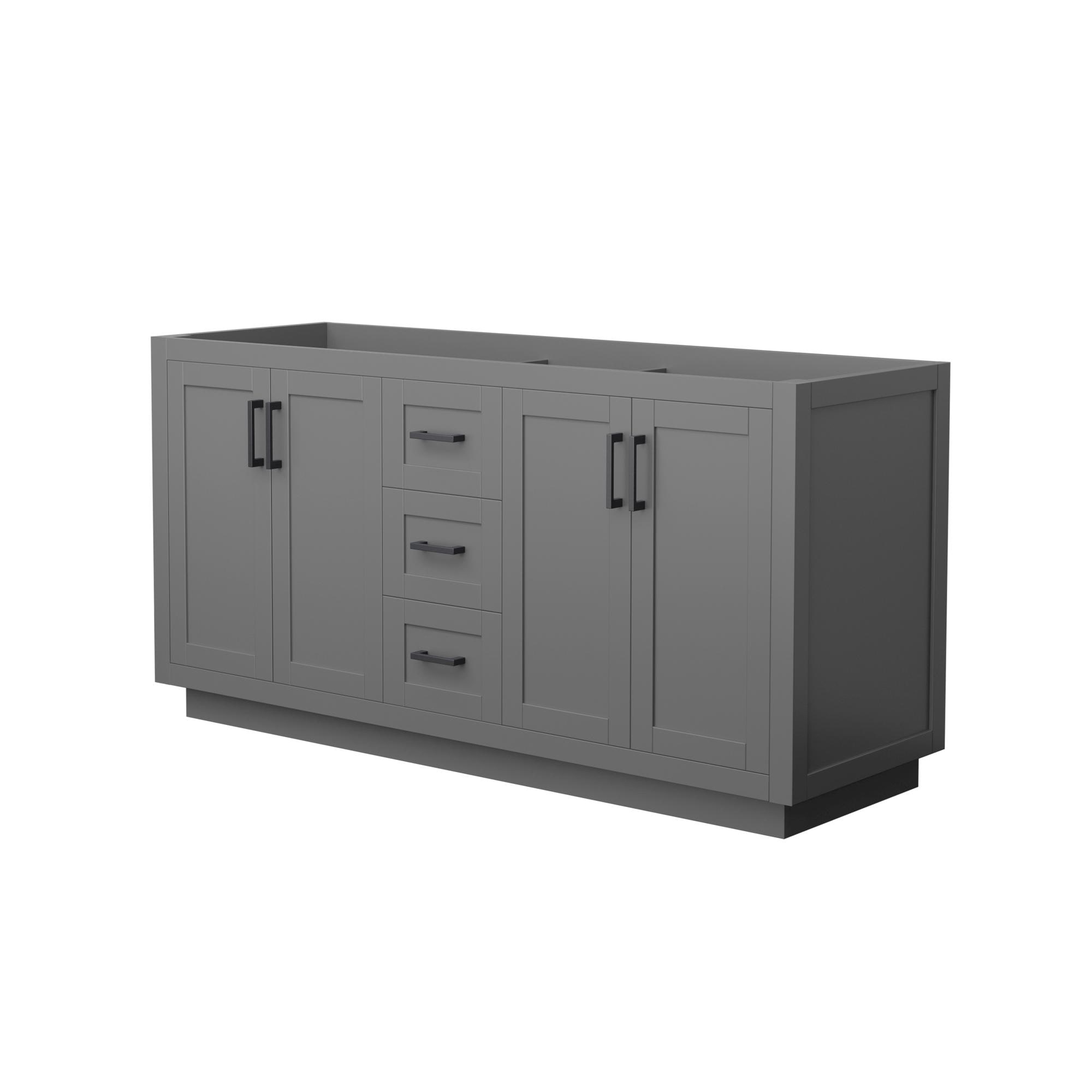 Wyndham Collection WCF292966DGBCXSXXMXX Miranda 66-in Dark Gray with Matte Black Trim Bathroom Vanity Base Cabinet without Top