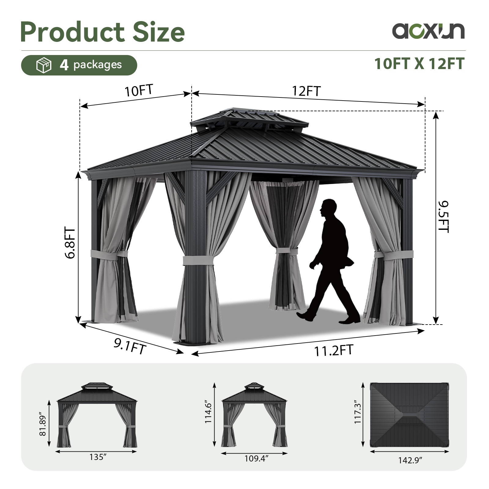 AOXUN AX-423G25 Wood-Resin-Gazebos - View #6