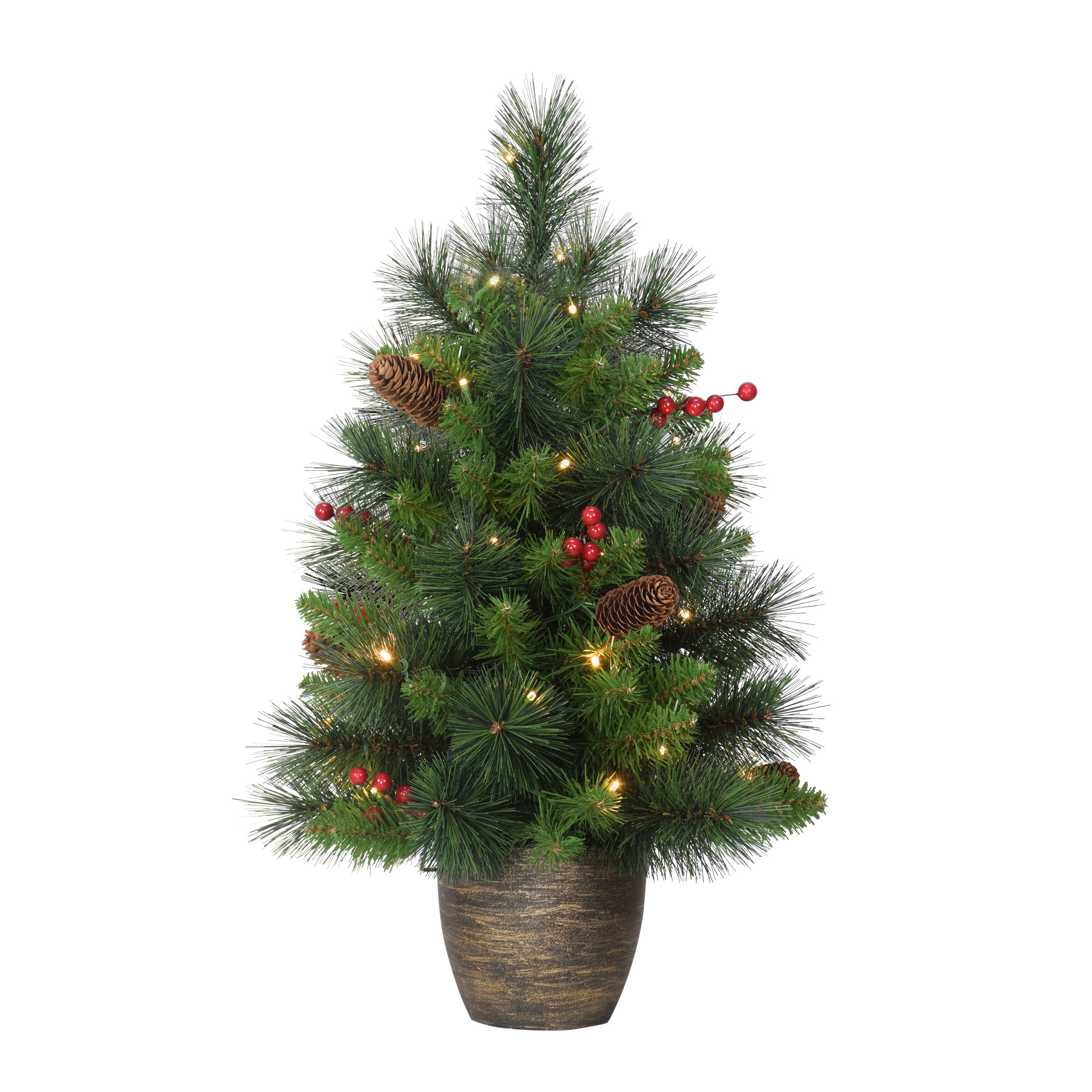 Puleo International 2-ft Pre-lit Artificial Christmas Tree With LED ...