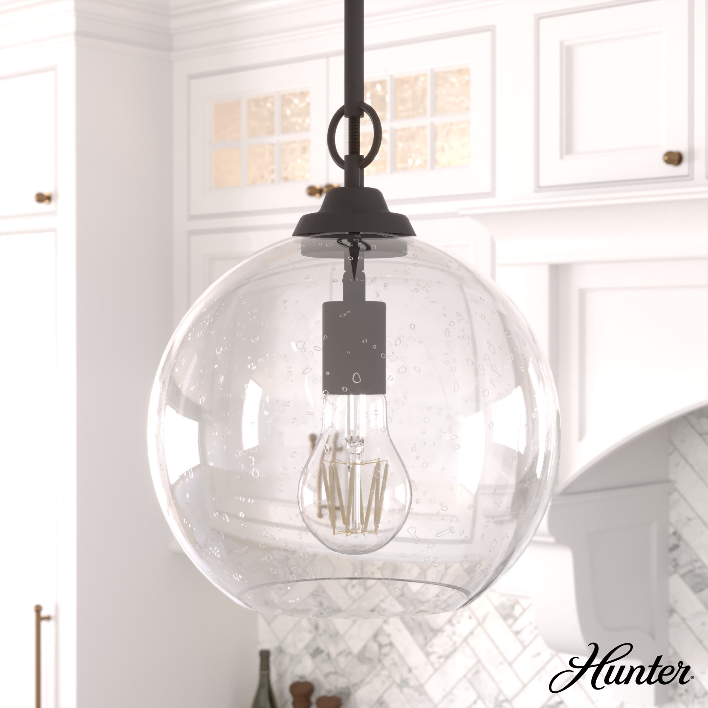 Noble Bronze Glass Globe Pendant Light with LED
